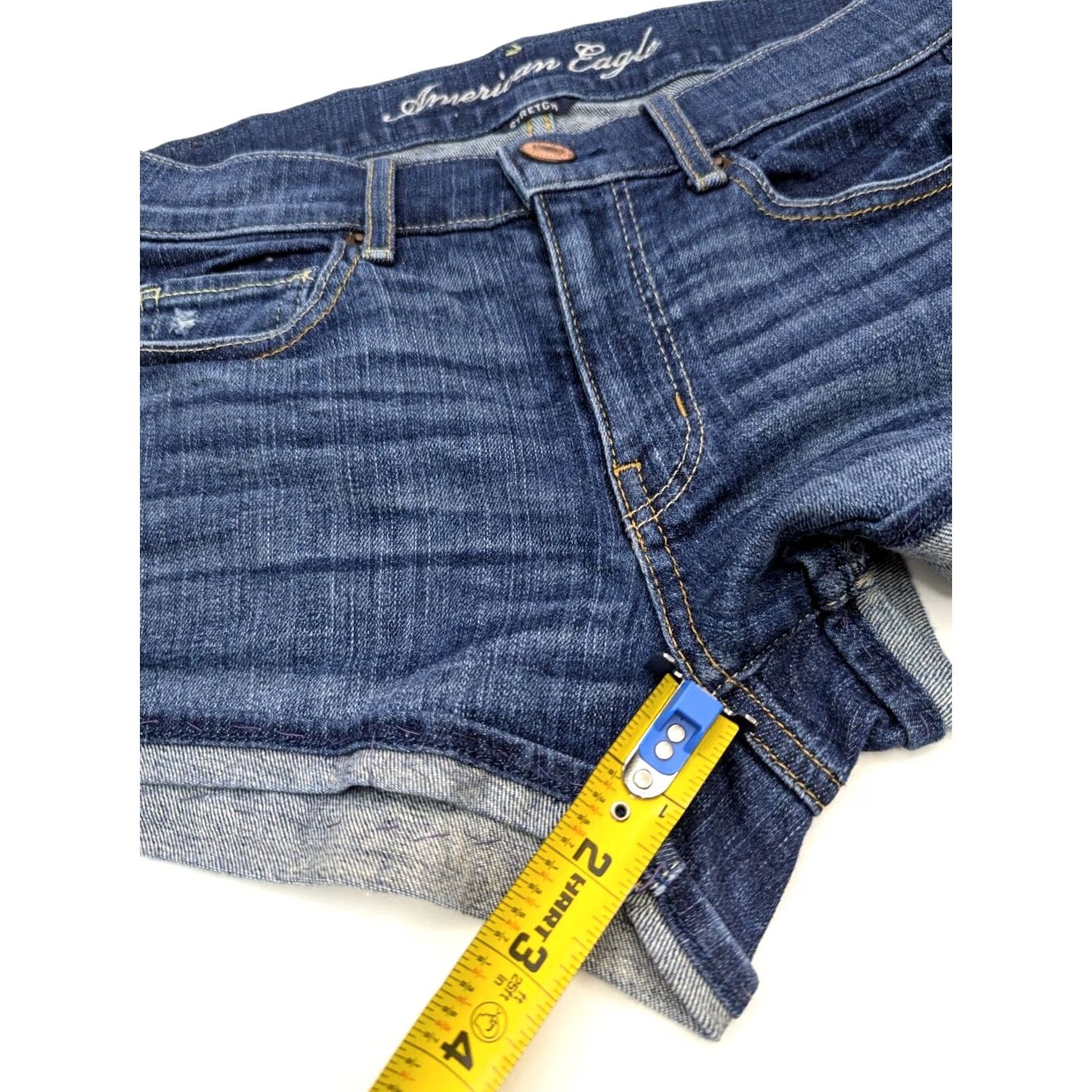 American Eagle Outfitters American Eagle Outfitters Tomgirl Midi Shorts Women 2 Blue Denim Stretch Casual 28x2 5-Pocket Zipper Button Front Flat Front Vintage No Size 26" / US 2 / IT 38 - 4 Thumbnail