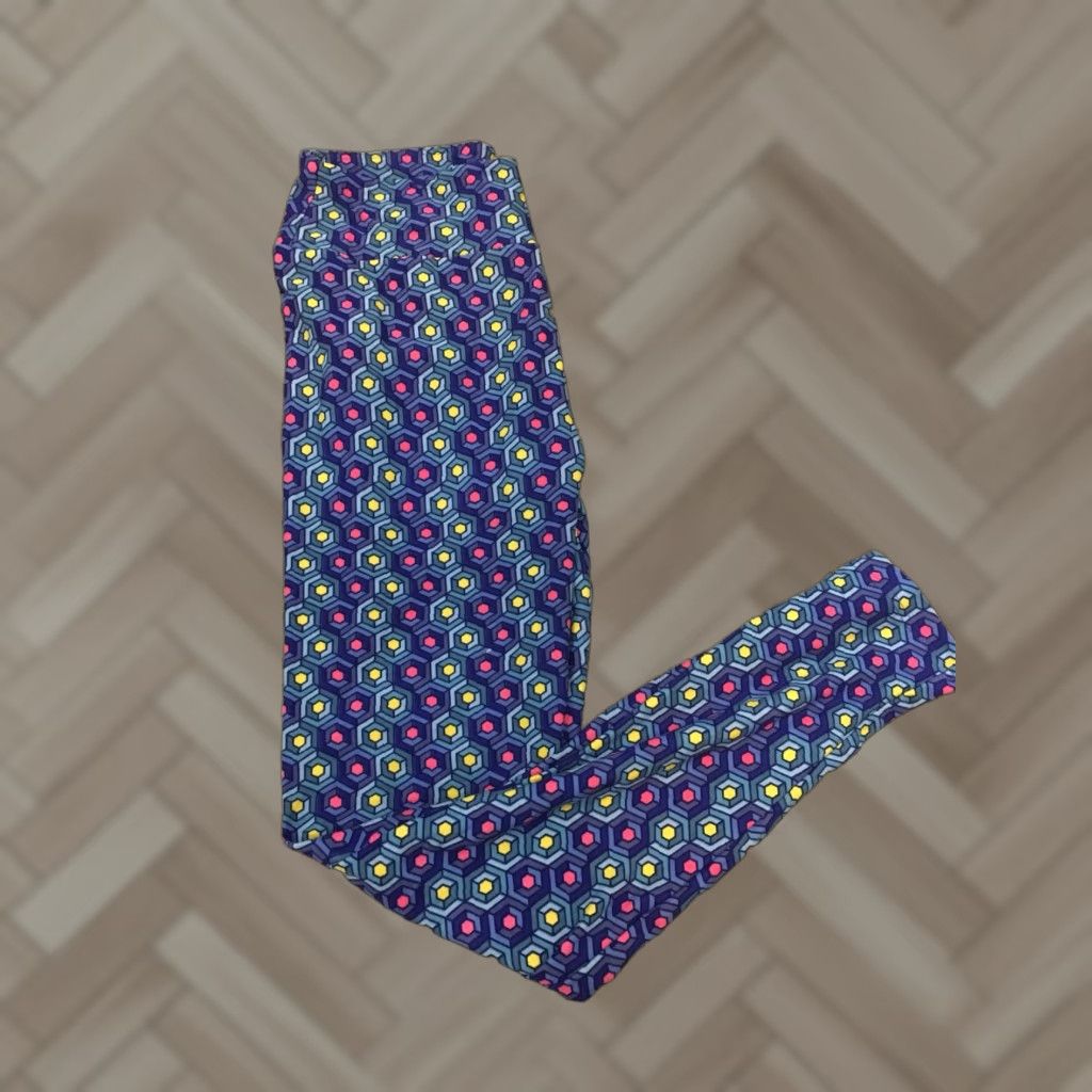 Vintage VINTAGE LuLaRoe One Size Women's OS Leggings Purple Geometric Size 42" / US 20 - 1 Thumbnail