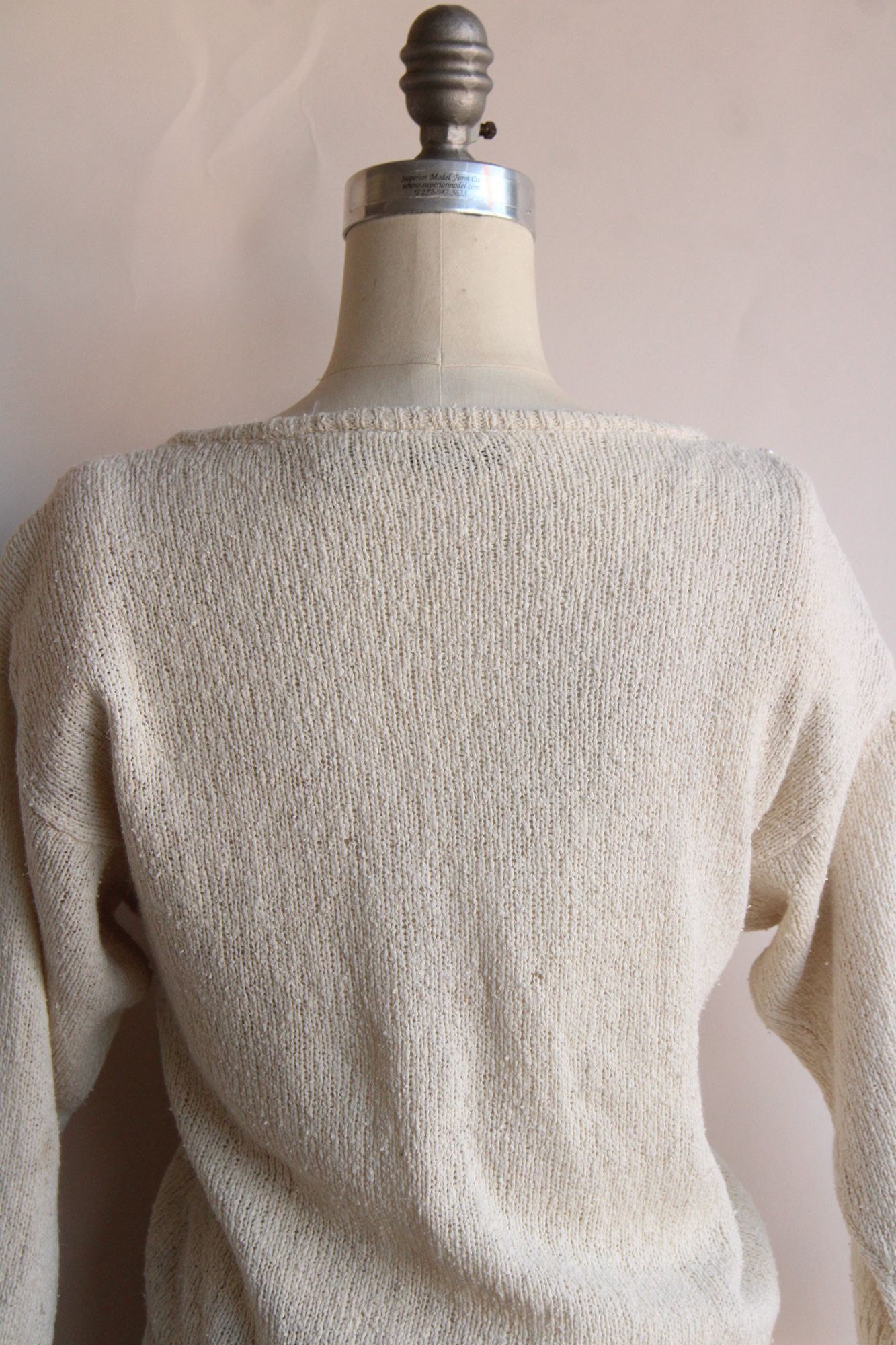 Vintage Vintage 1980s Sweater, Bonnie Boerer Ivory Pullover with Fri Size S / US 4 / IT 40 - 9 Thumbnail