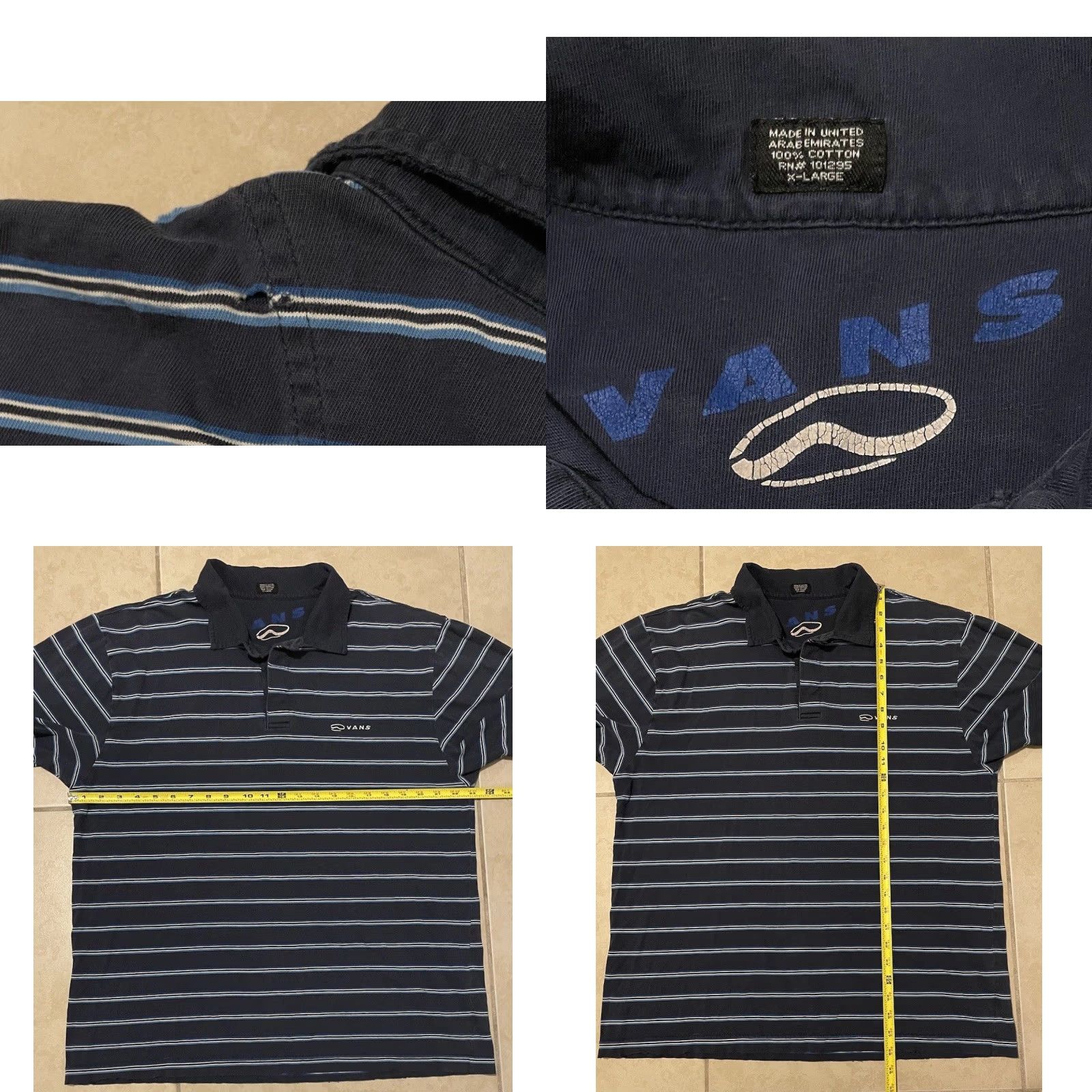 Quiksilver Vtg Vans Shoes Faded Striped Polo Shirt XL Skate Rowley Es Emerica Surf 90s Y2K Polo Shirt X L Striped Blue 90s Surf Skate Mens Size US XL / EU 56 / 4 - 8 Thumbnail