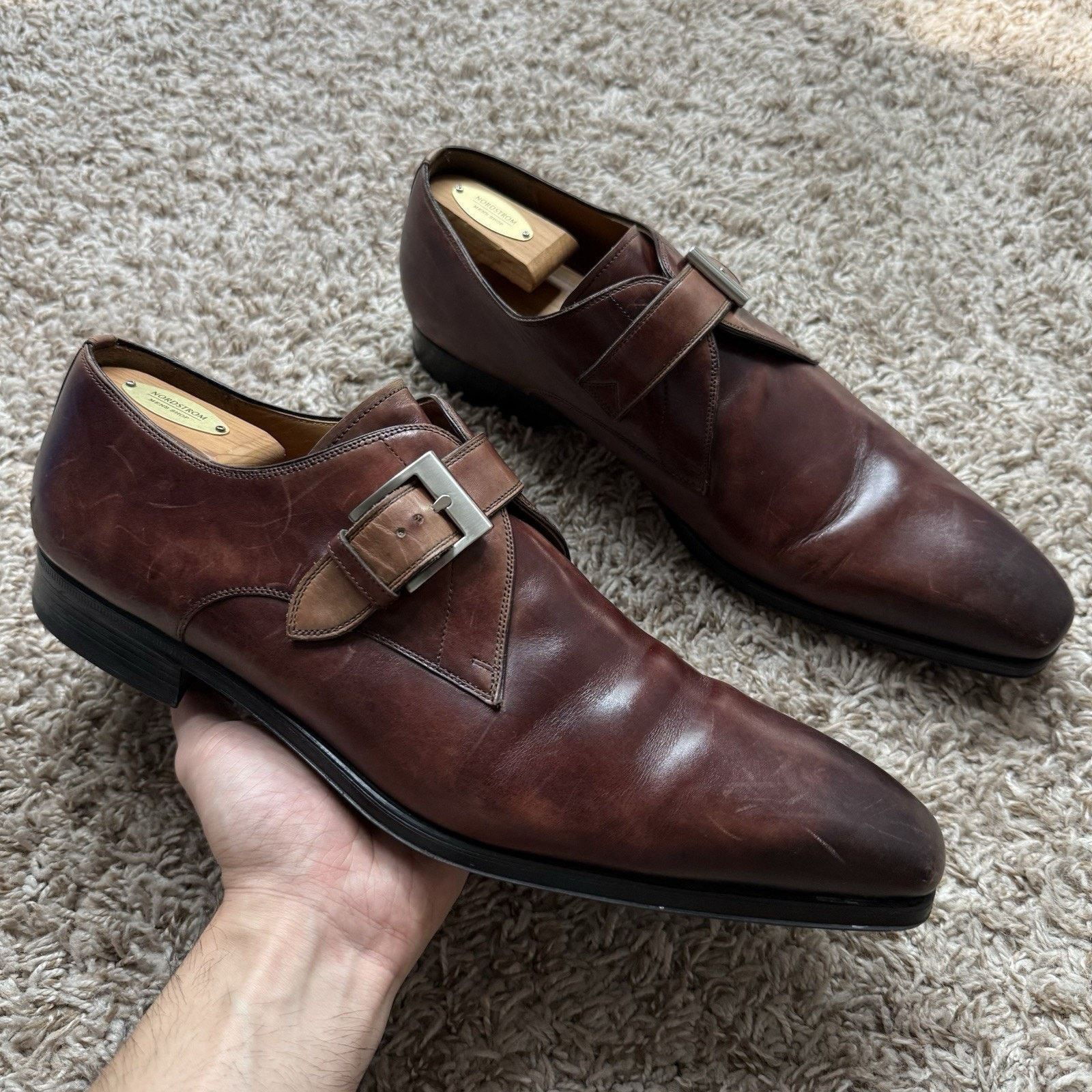 Magnanni Magnanni Marco II Single Monk Strap Brown Leather Dress Shoe Size US 13 / EU 46 - 4 Thumbnail