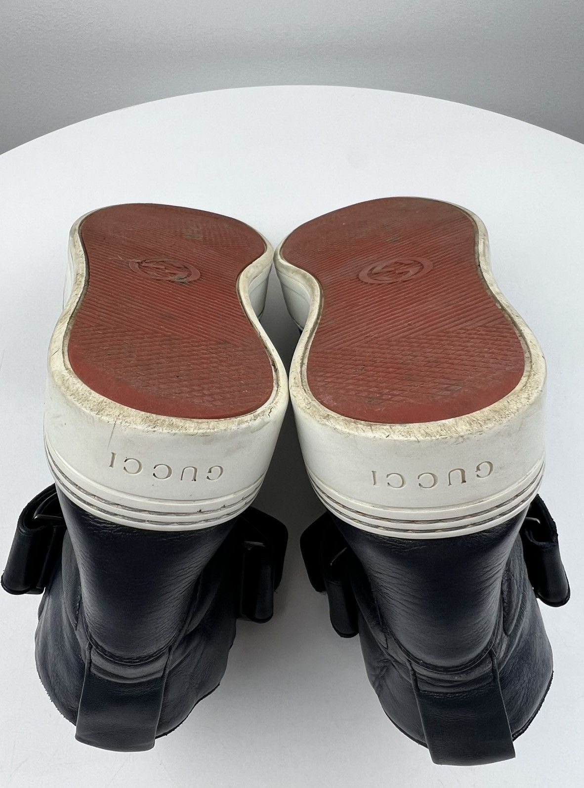 Gucci GUCCI Sneakers Hi Top Leather Shoes GG Logo Navy Men’s Size US 6.5 / EU 39-40 - 16 Thumbnail