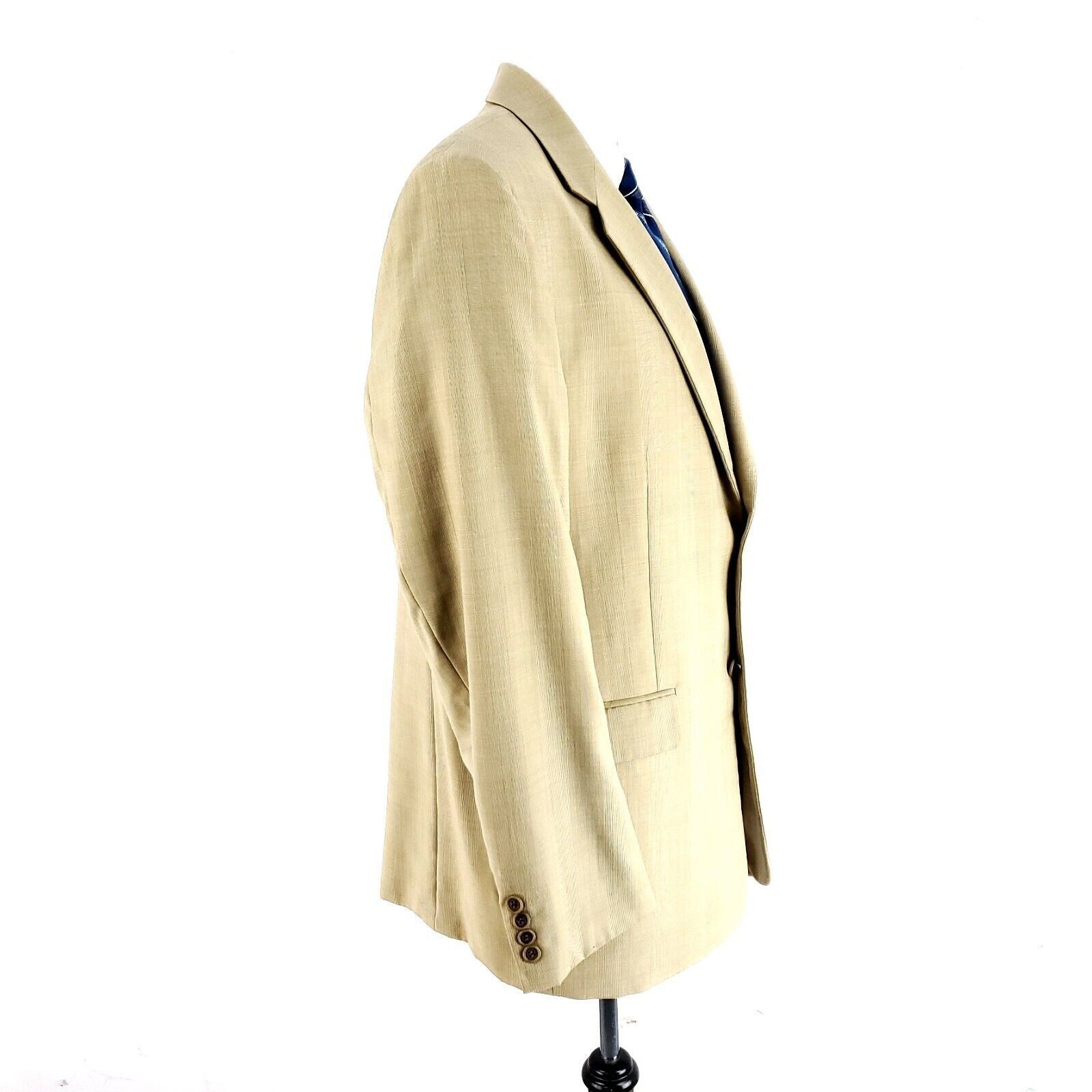 Designer Adolfo International Super 120s Wool 2 Button Blazer 42R Tan Size 42R - 6 Thumbnail