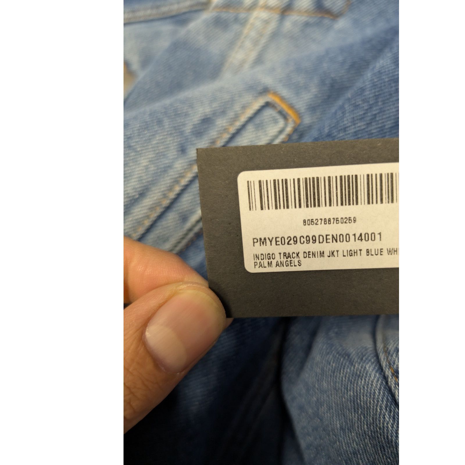 Palm Angels o1rshd1 Indigo Track Denim Jacket in Light Blue / White Size US XS / EU 42 / 0 - 22 Thumbnail