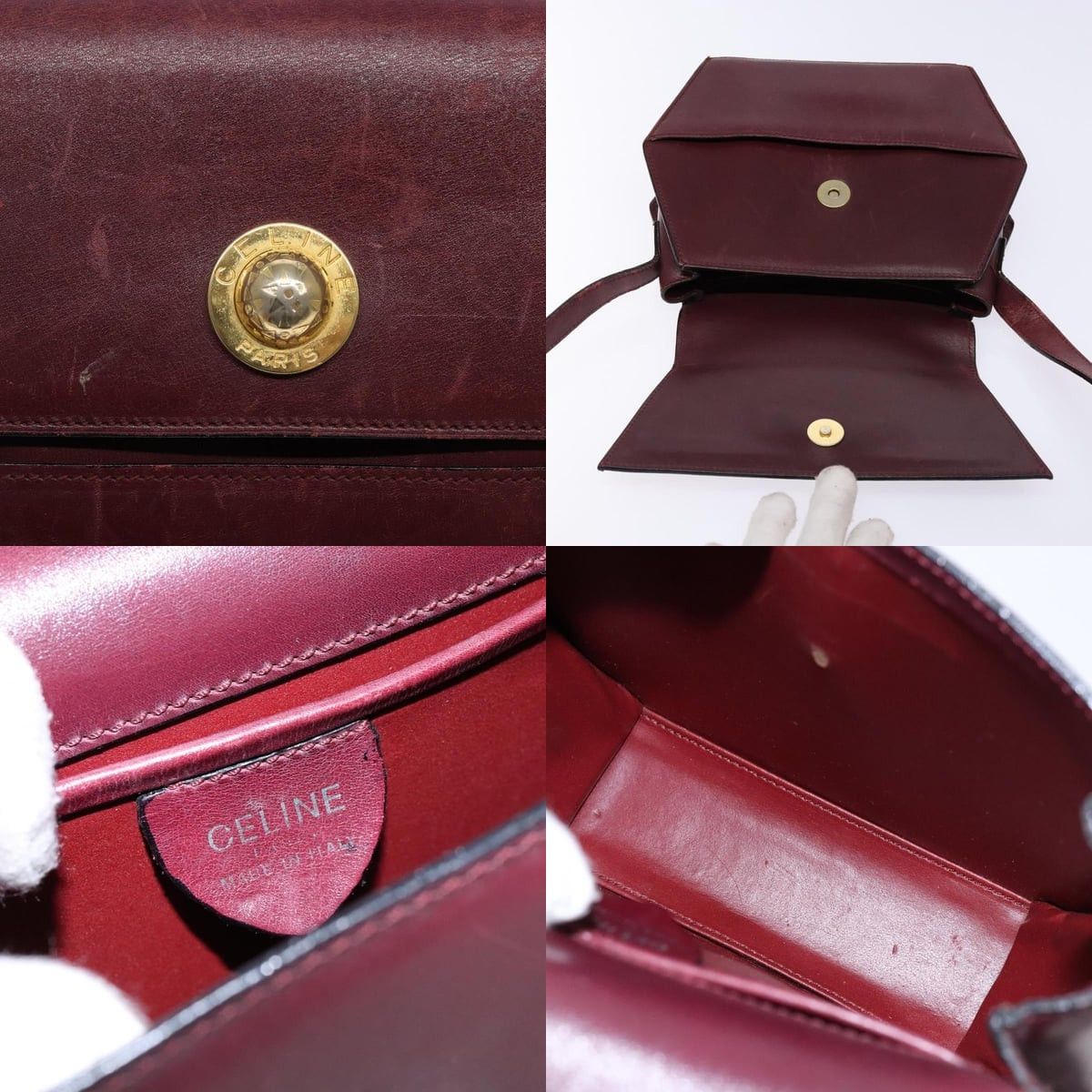 Celine CELINE Shoulder Bag Leather Bordeaux Gold Size ONE SIZE - 11 Thumbnail