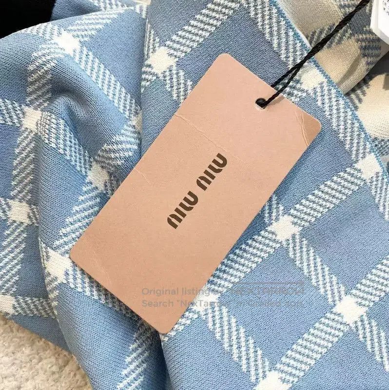 Miu Miu Miu Miu Blue Checkered Midi Skirt . Size 28" / US 6 / IT 42 - 8 Thumbnail
