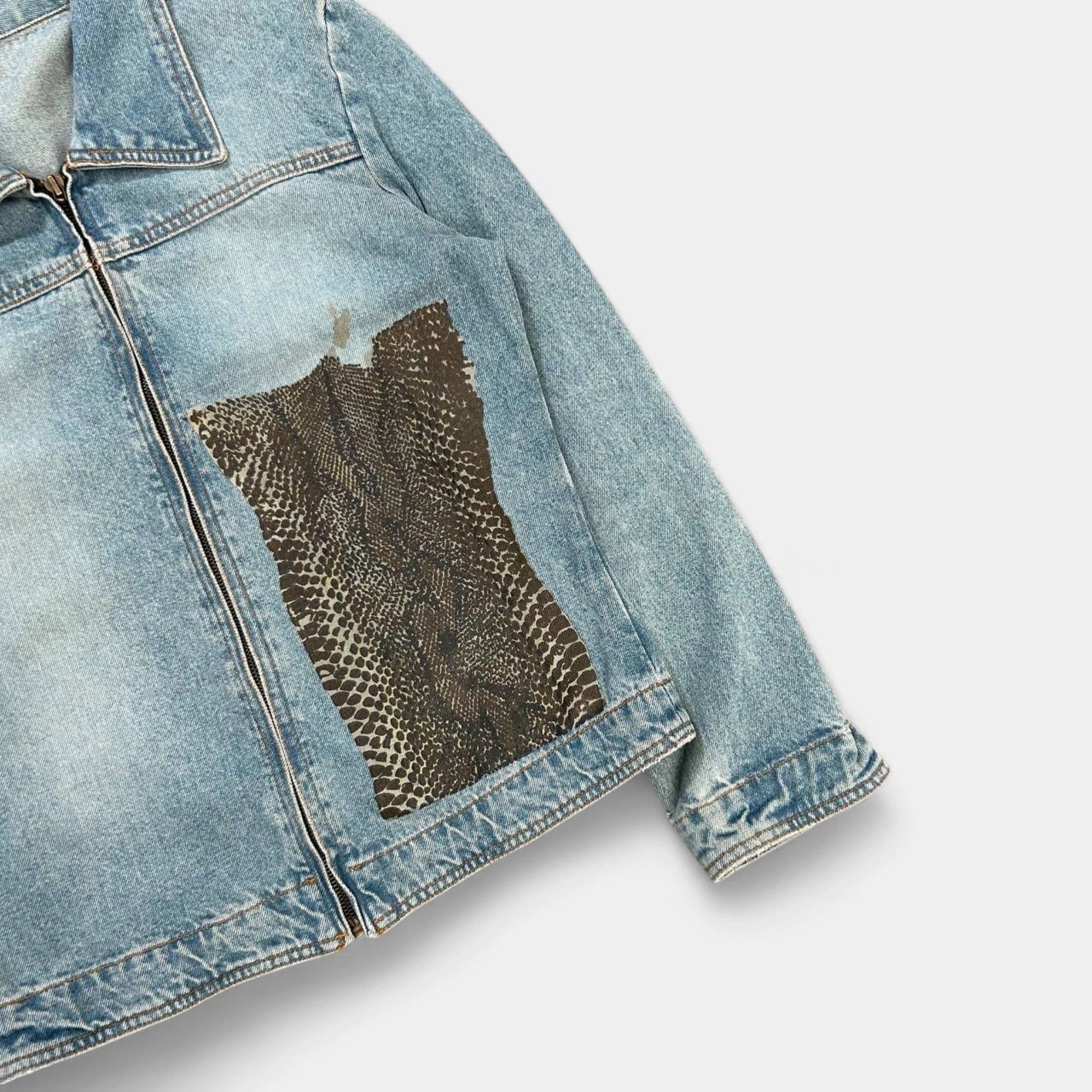 Just Cavalli Just Cavalli Blue Snake Skin Denim Jacket Size US S / EU 44-46 / 1 - 2 Thumbnail