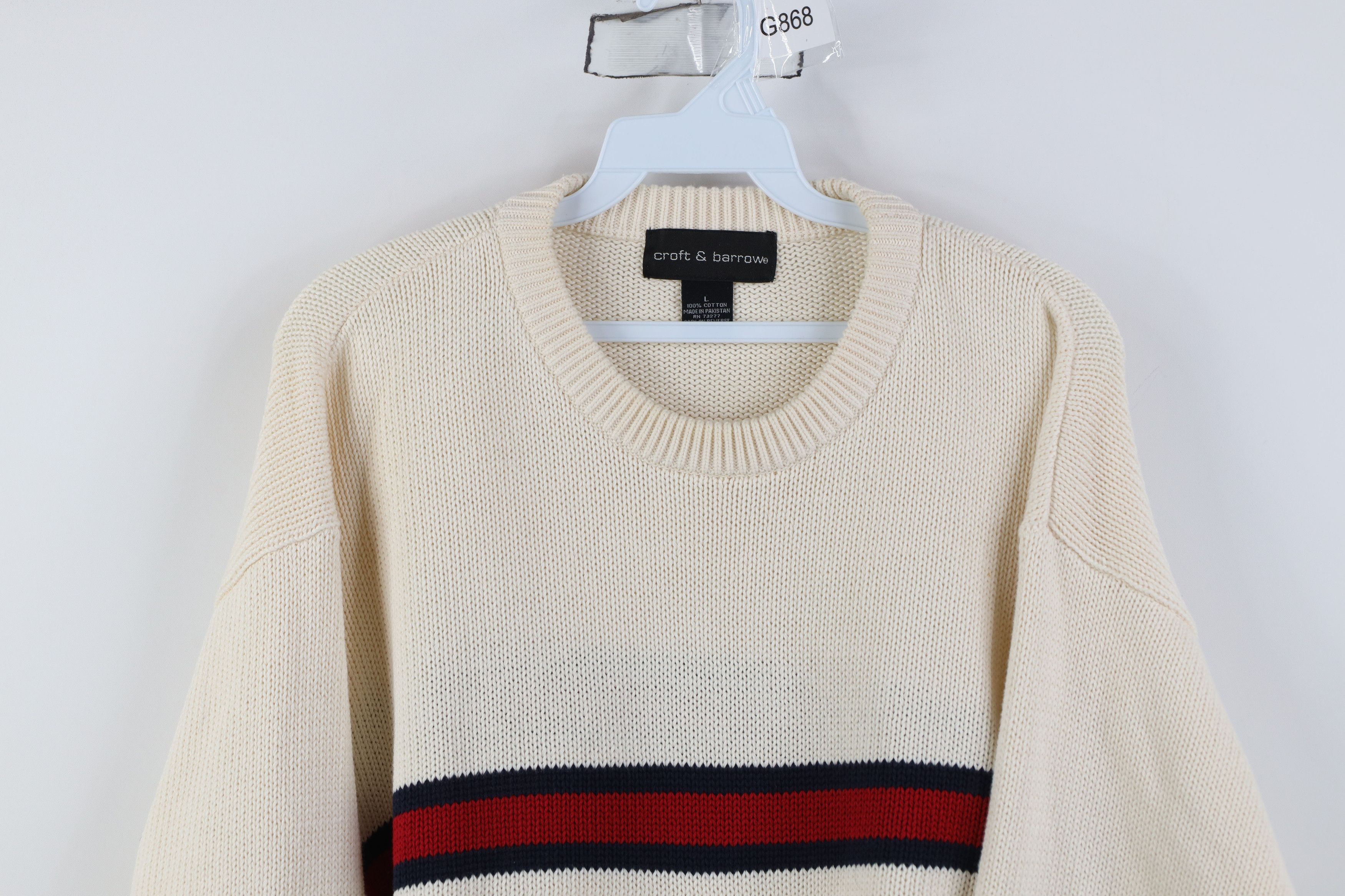 Vintage Vintage 90s Streetwear Block Cotton Knit Crewneck Sweater Size US L / EU 52-54 / 3 - 2 Thumbnail