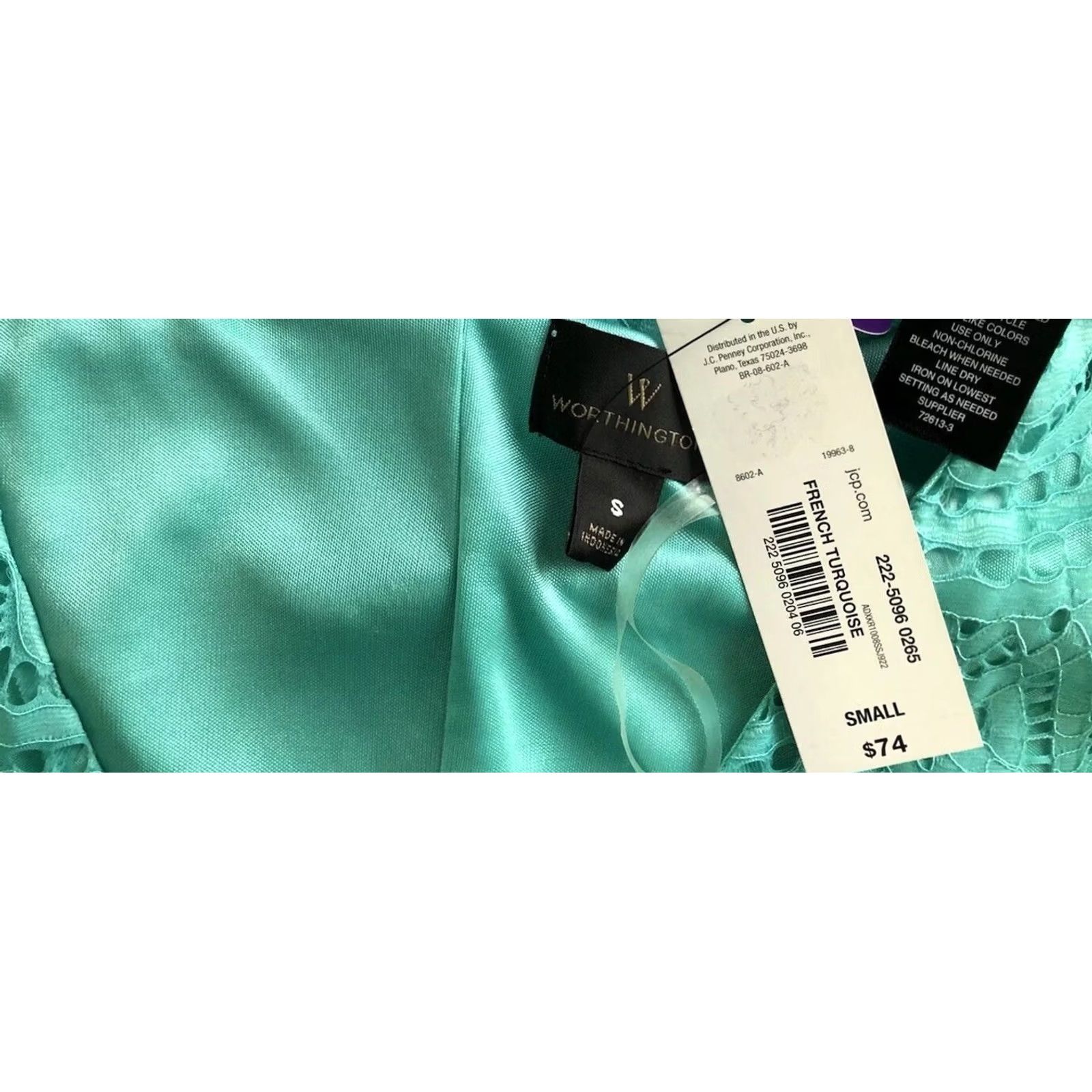 Worthington NWT Worthington dress S aqua V-Neck Flutter Short Sleeve Knee Length Scallop Hem Cut Out Lace Dress Womens Size S / US 4 / IT 40 - 5 Thumbnail