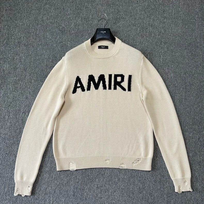 Amiri Amiri chest letter logo jacquard fringed distressed sweate Size US XL / EU 56 / 4 - 1 Thumbnail