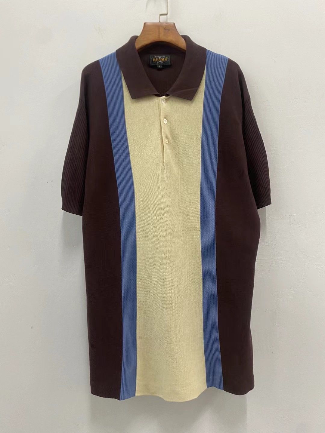 Beams Plus Beams Plus Knit Polo (Stripe) - Brown Size US L / EU 52-54 / 3 - 12 Thumbnail