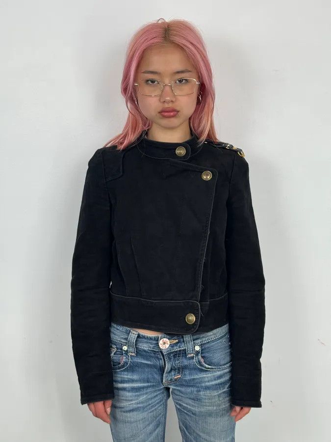 Gucci AW2008 Gucci Black Asymmetrical Elbow Patch Jacket by Frida Giannini Size S / US 4 / IT 40 - 2 Thumbnail