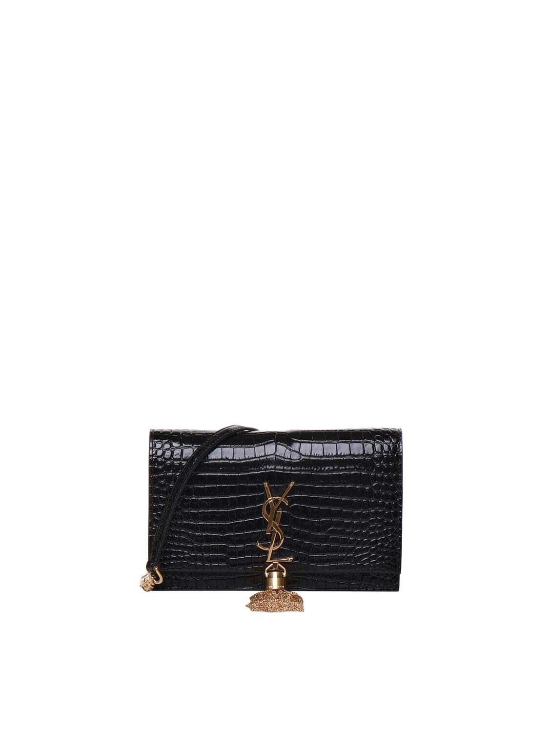 image of YVES Saint Laurent Monogram Shoulder Bag Black, Women's
