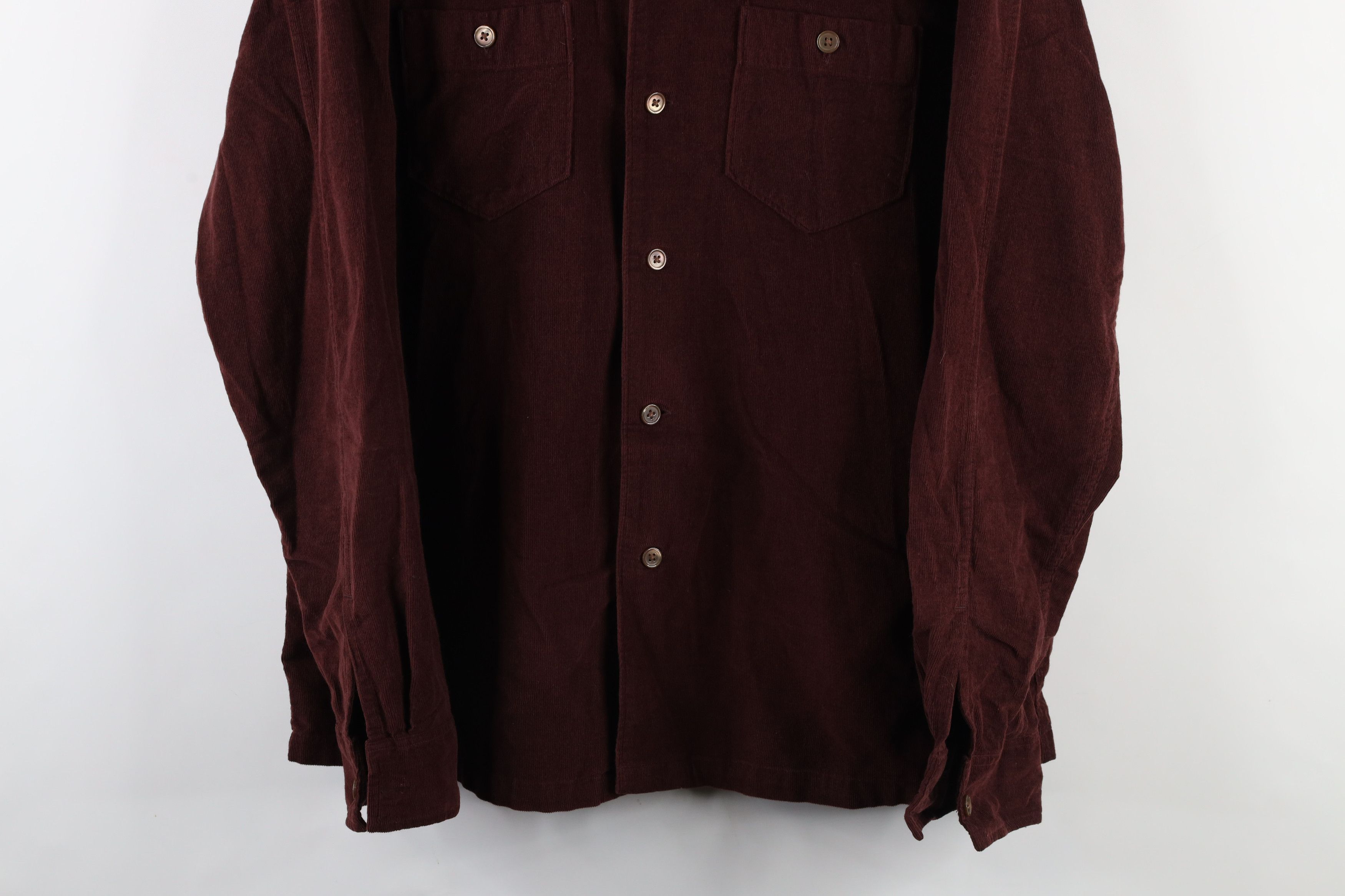 J.Crew × Vintage J Crew Collar Corduroy Double Pocket Button Shirt Burgundy Size US L / EU 52-54 / 3 - 3 Thumbnail