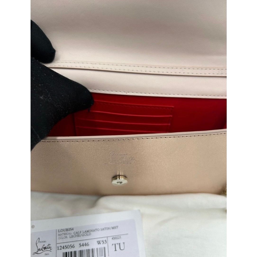 Christian Louboutin Women's Christian Louboutin LOUBI 54 clutch in gold satin Size ONE SIZE - 10 Thumbnail