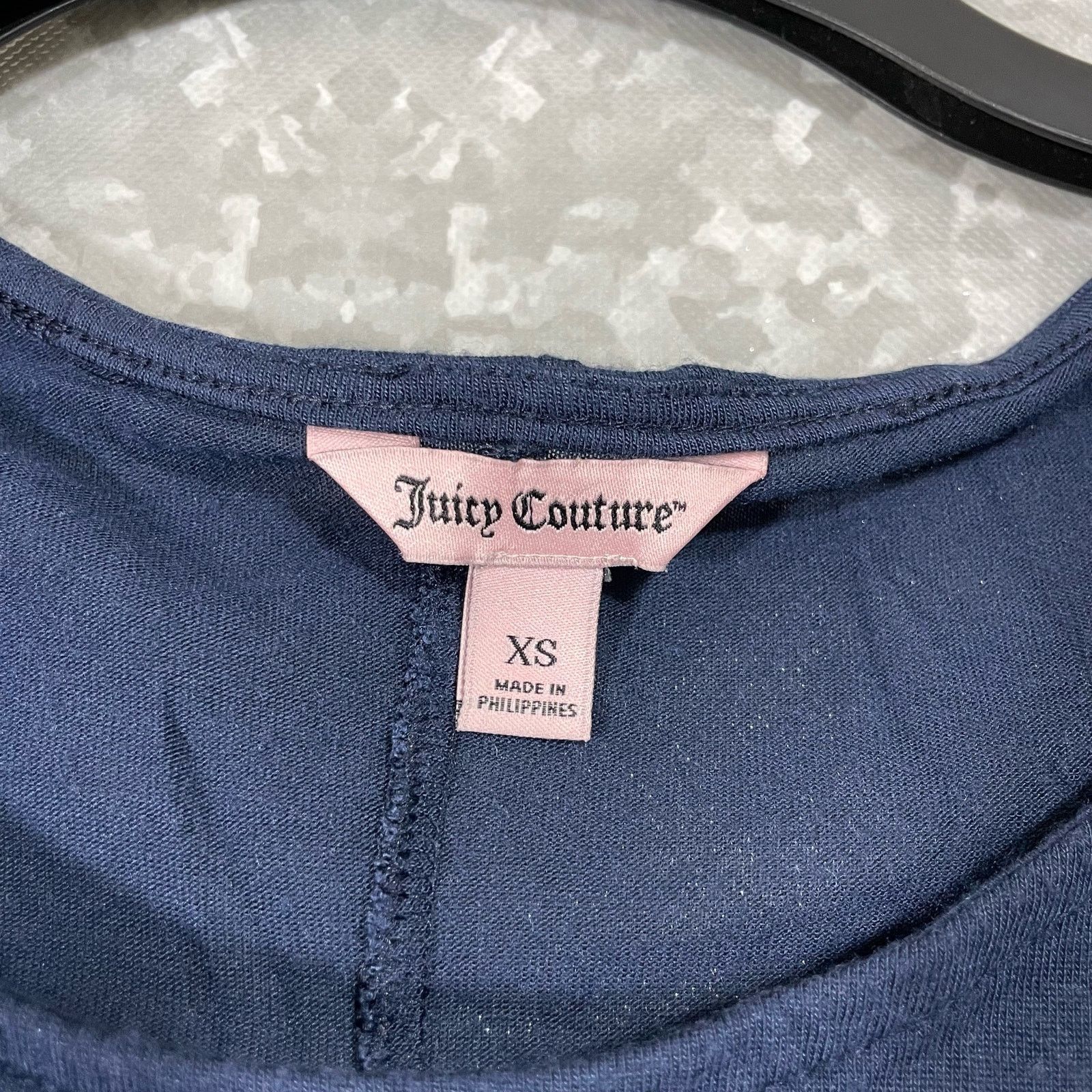 Juicy Couture Juicy Couture Navy Blue Chiffon Peplum Rhinestone Top - XS Size XS / US 0-2 / IT 36-38 - 4 Thumbnail