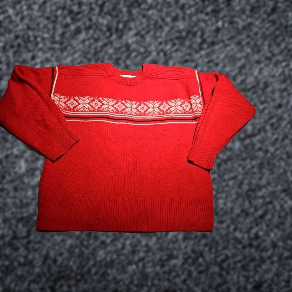 Obermeyer VTG Obermeyer Sweater Womens M Red Fair Isle Snowflakes Knit Crewneck Top Size M / US 6-8 / IT 42-44 - 1 Thumbnail
