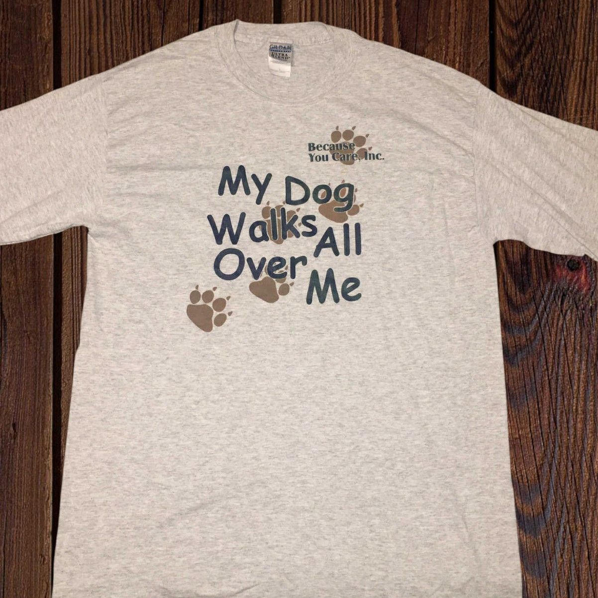 Other My Dogs Walk All Over Me Short Sleeve T-Shirt Gray Puppy LG Size L / US 10 / IT 46 - 1 Thumbnail