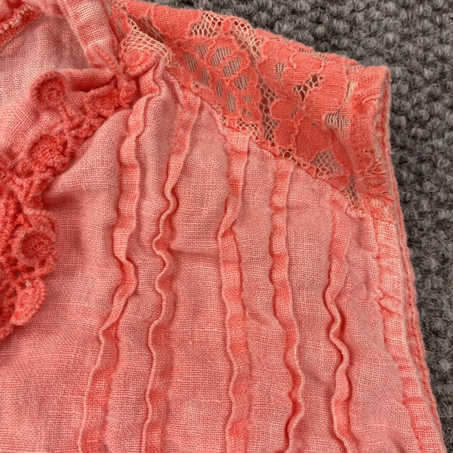 Vintage Alessia Pacini Shirt 2X Coral Linen Lace Sleeveless Tunic Flowy Italy Womens Size XXL / US 16-18 / IT 52-54 - 4 Thumbnail