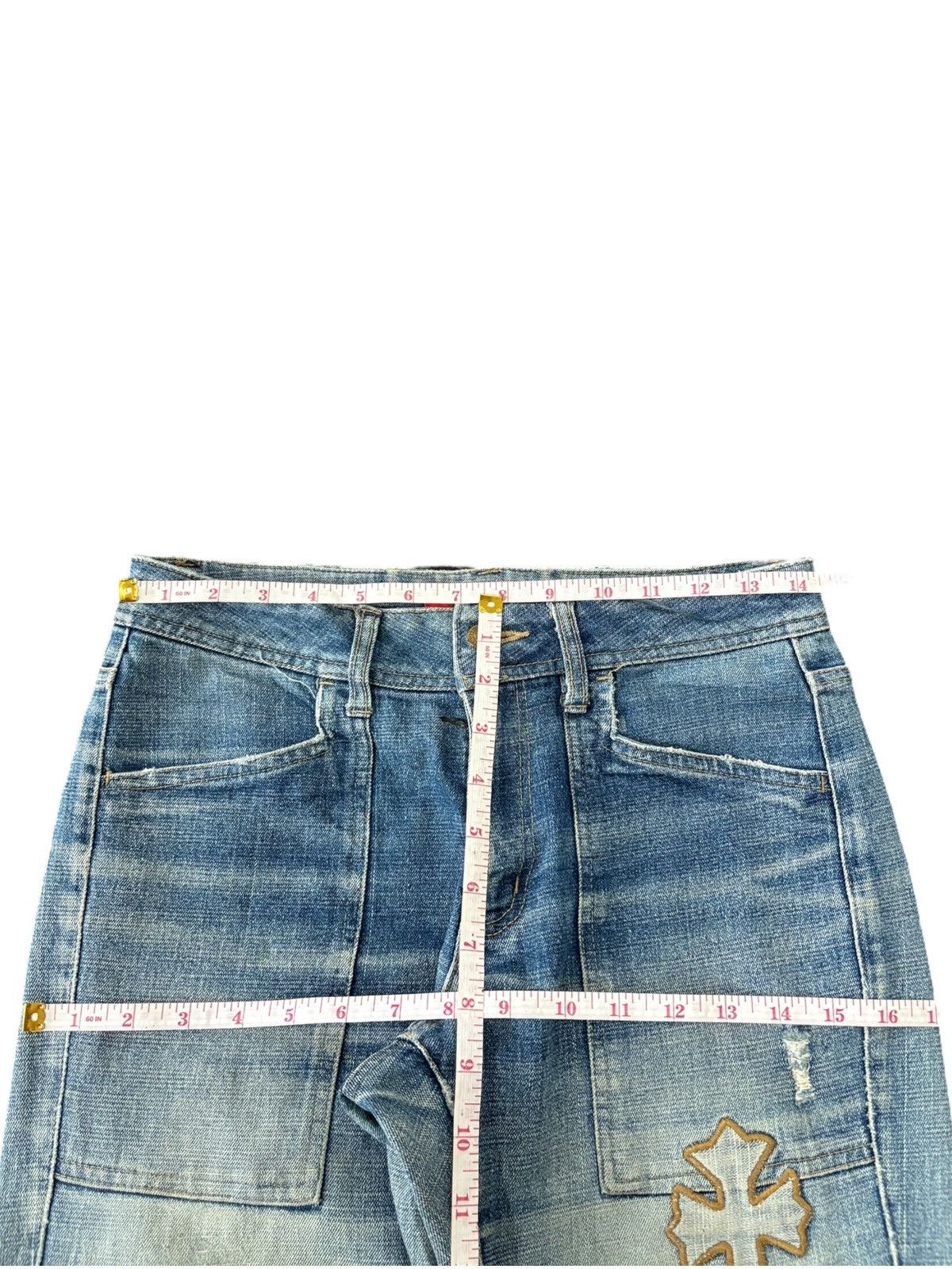 Japanese Brand Vintage Japanese Brand Cross Patches Baker Style Flare Jeans Size 29" - 10 Thumbnail