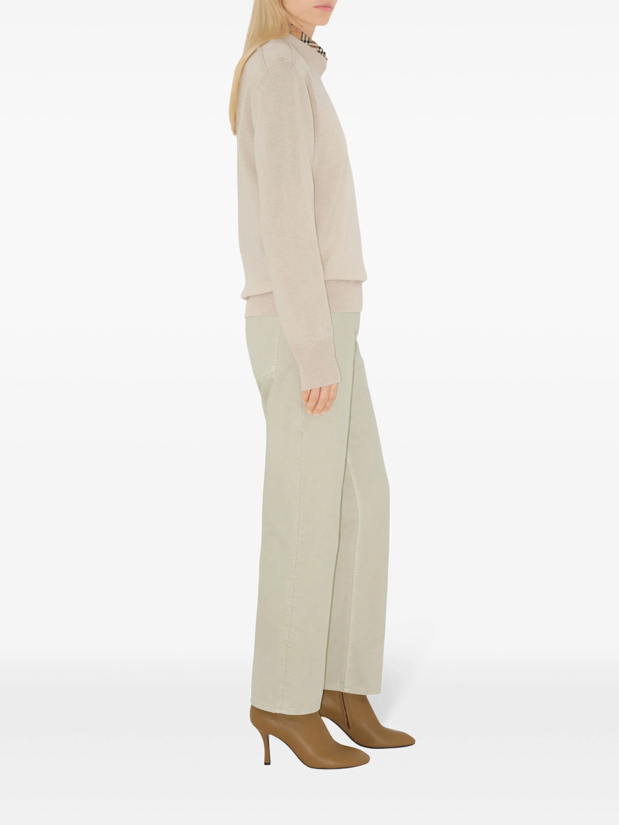 Burberry os11x1225 Dup / Check Label Wool Sweater in Beige Size S / US 4 / IT 40 - 4 Thumbnail