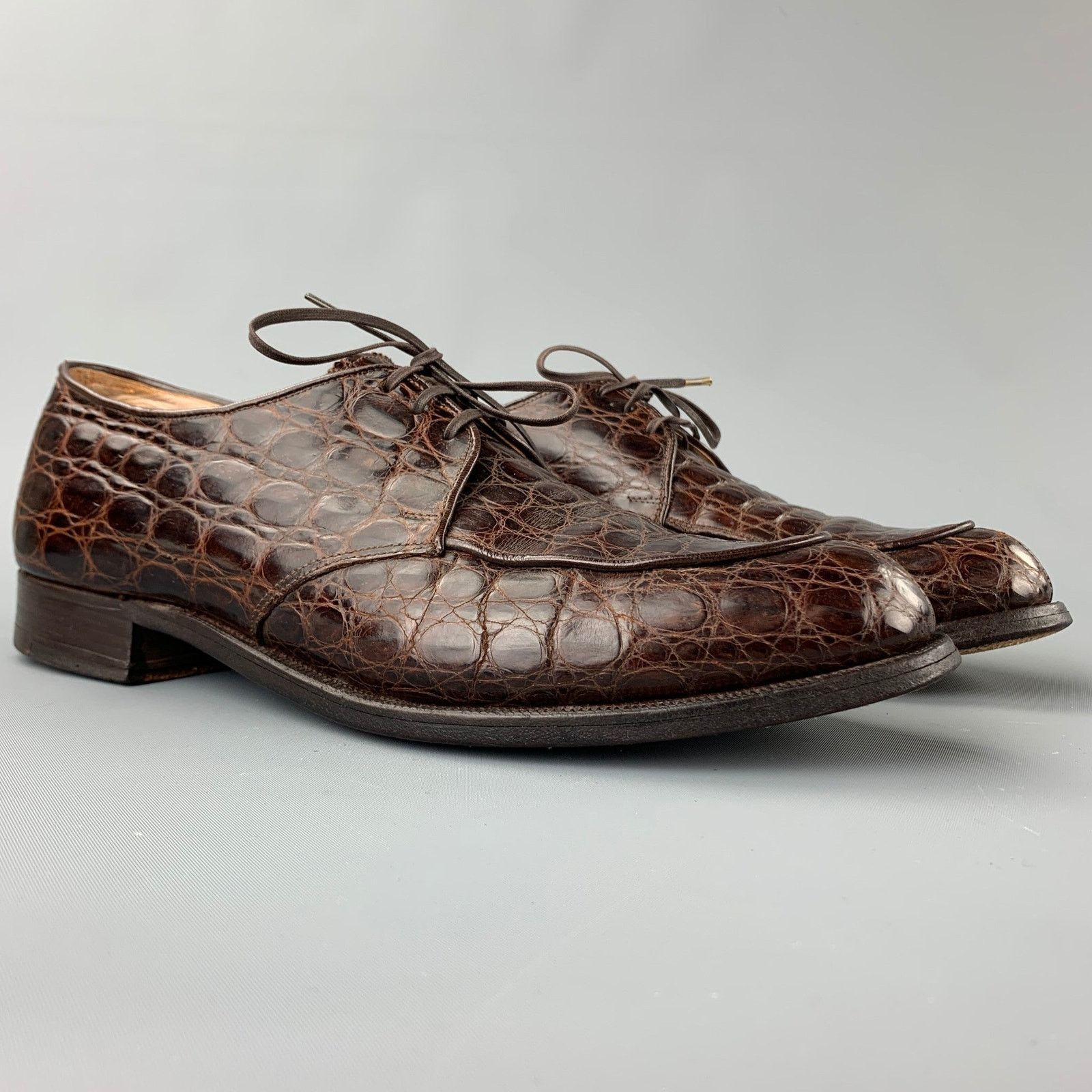 Nettleton NETTLETON 9 Brown Embossed Leather Cap Toe Lace Up Shoes Size US 9 / EU 42 - 2 Thumbnail