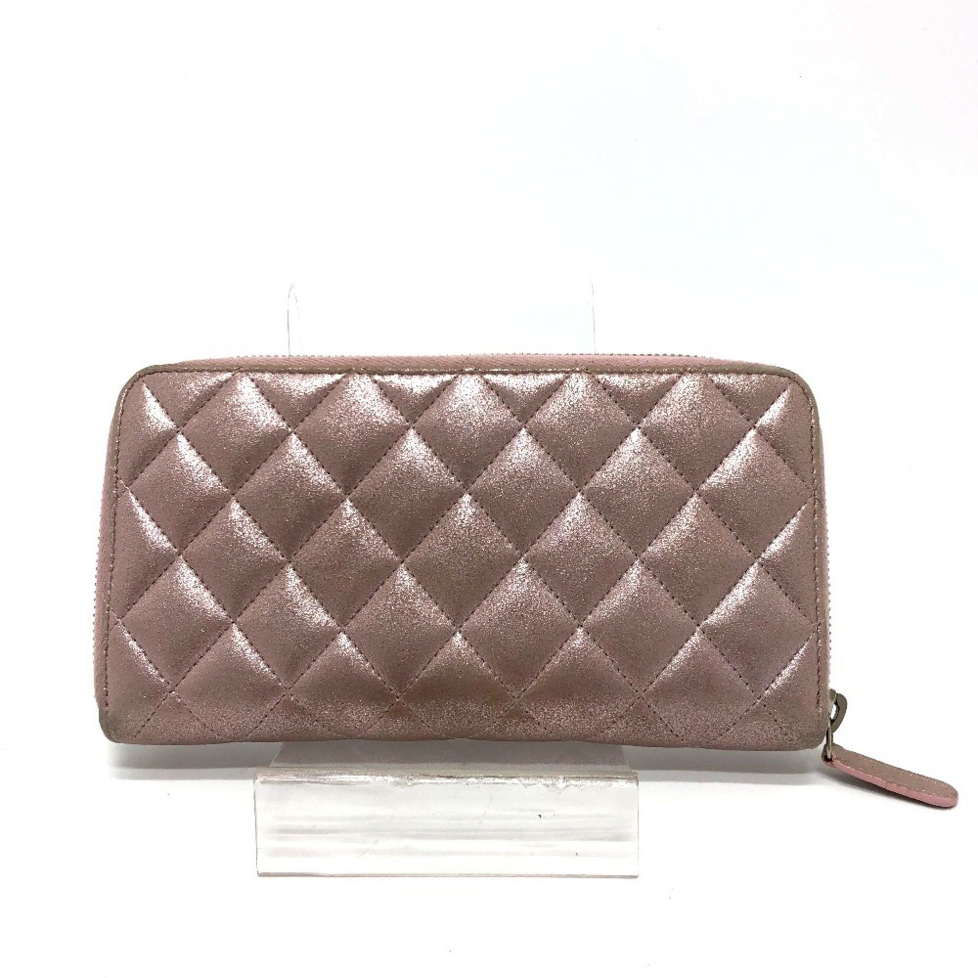 Chanel CHANEL A80003 Coco Mark Chain Me Matelasse Round Zip Long Wallet Leather Women's Pink Size ONE SIZE - 1 Thumbnail