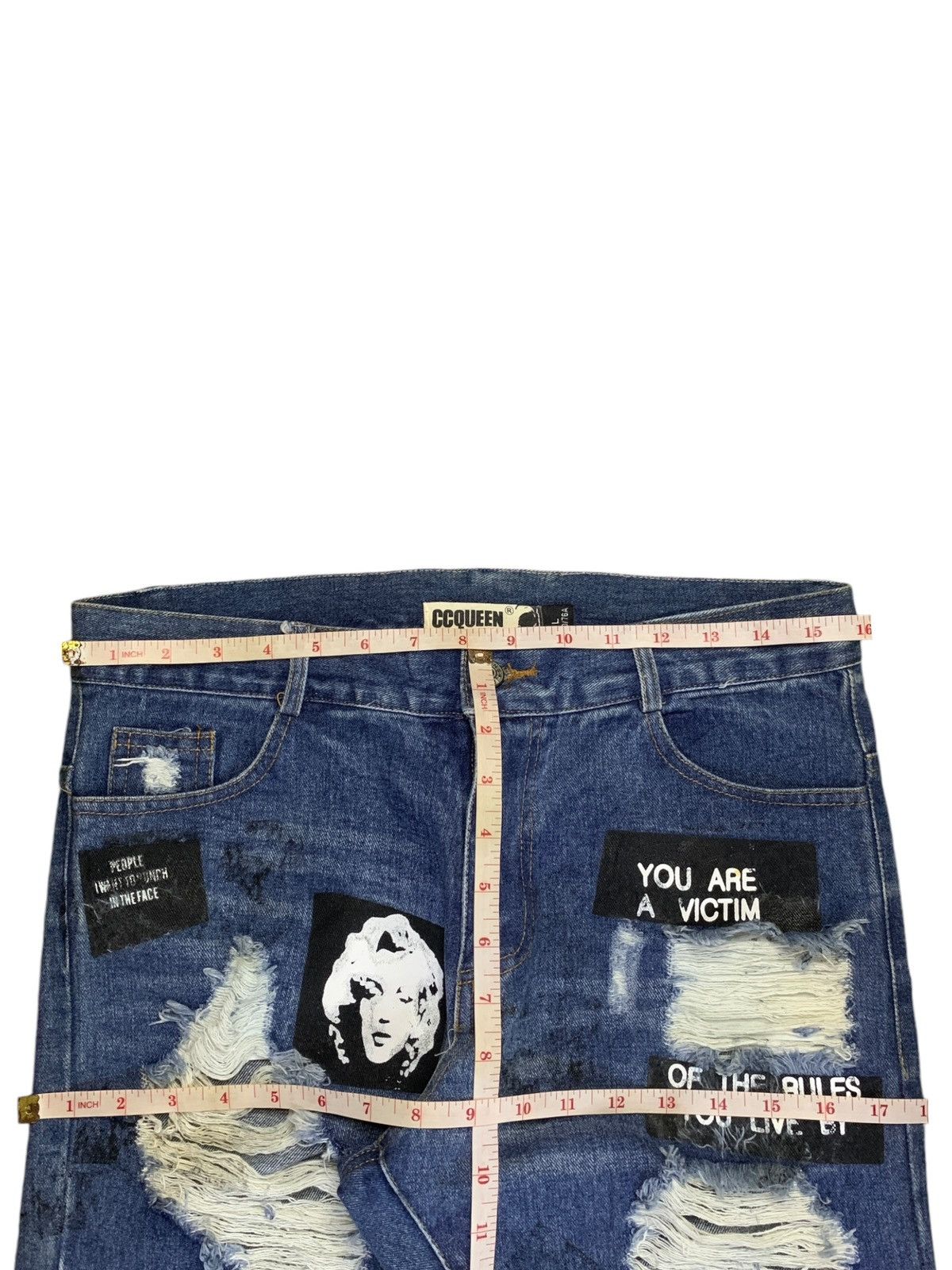 Seditionaries Vintage Japanese Brand Distressed Punk Printed Jeans Size 32" / US 10 / IT 46 - 12 Thumbnail
