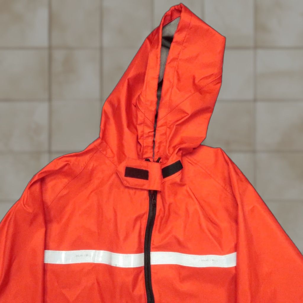Rains Lifesaving Systems Corp Jacket Mens XL Orange Rain Coat Hooded Full Zip Pockets Waterproof Rain Tech Nylon Softshell Long Vest? Size US XL / EU 56 / 4 - 1 Thumbnail