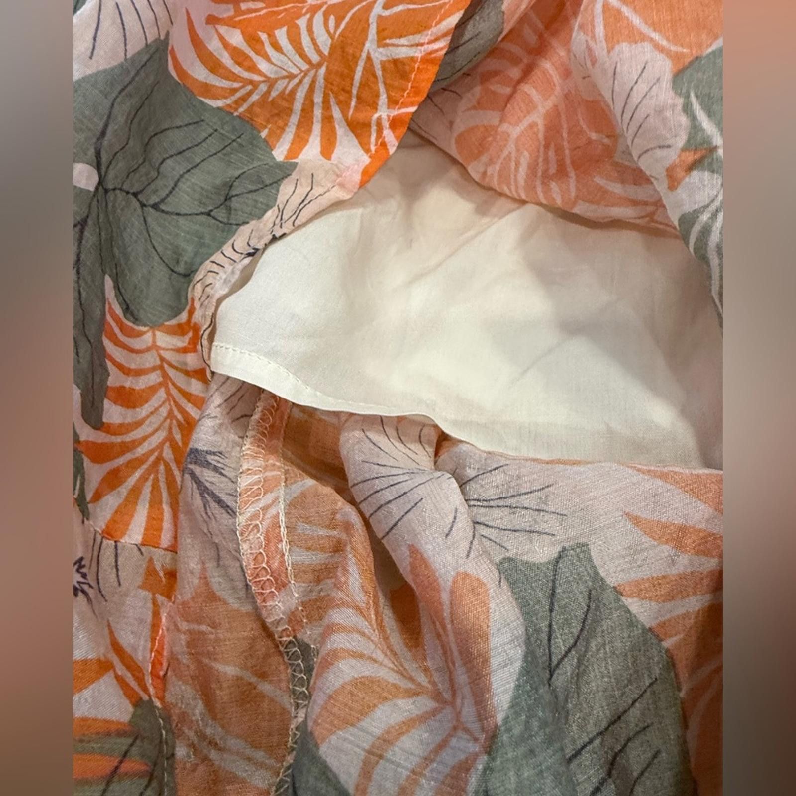 Luchiano Visconti Lush tropical green orange strapless midi dress SZ XS Size XS / US 0-2 / IT 36-38 - 5 Thumbnail