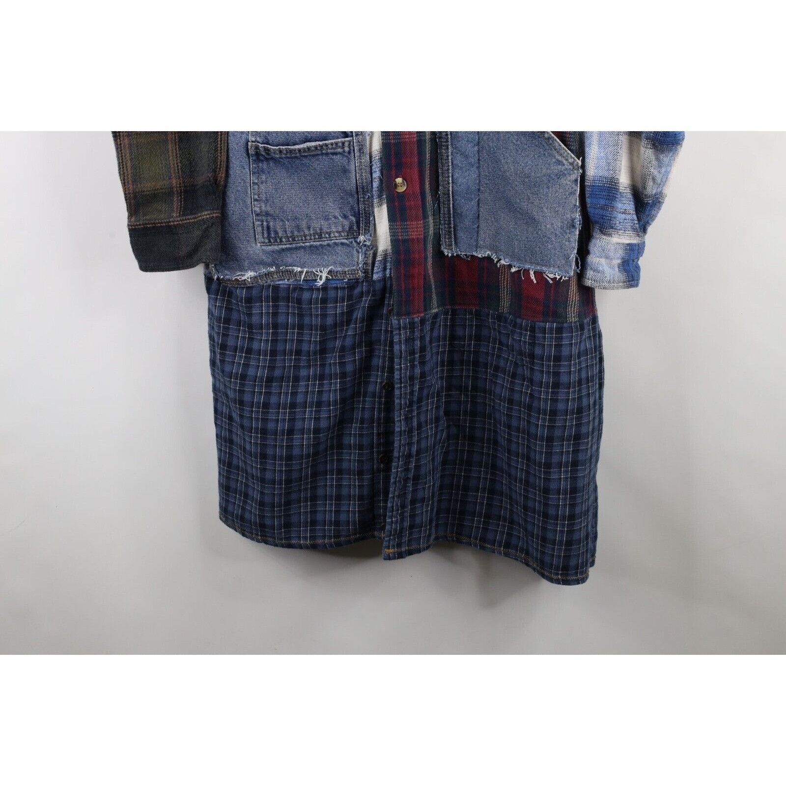 Vintage Vintage 90s Y2K Streetwear Custom Flannel Shirt Dress Size L / US 10 / IT 46 - 4 Thumbnail