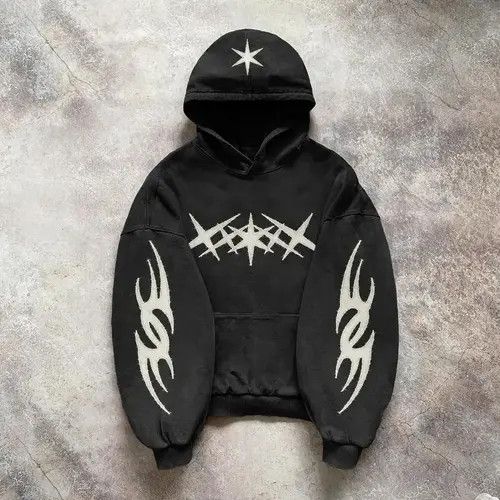 VIBE Custom Star Patchwork Oversized Pullover Hoodies Size US XL / EU 56 / 4 - 5 Thumbnail