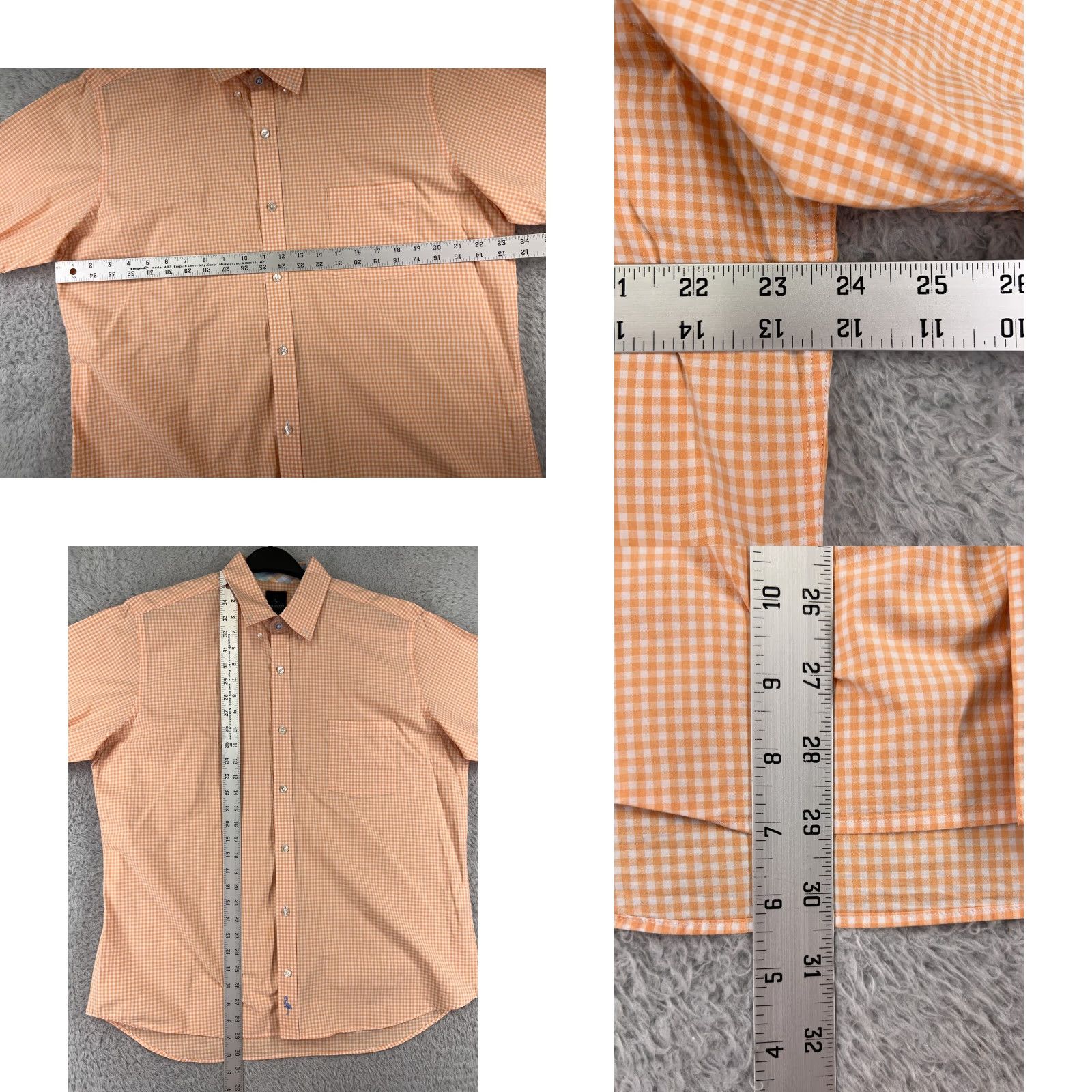 Tailorbyrd TAILORBYRD Shirt Mens XL Orange Plaid 100% Cotton Button-Up Golf Casual Workwear Mens, Classic, Designer, American, 90s Theme? Size US XL / EU 56 / 4 - 9 Thumbnail