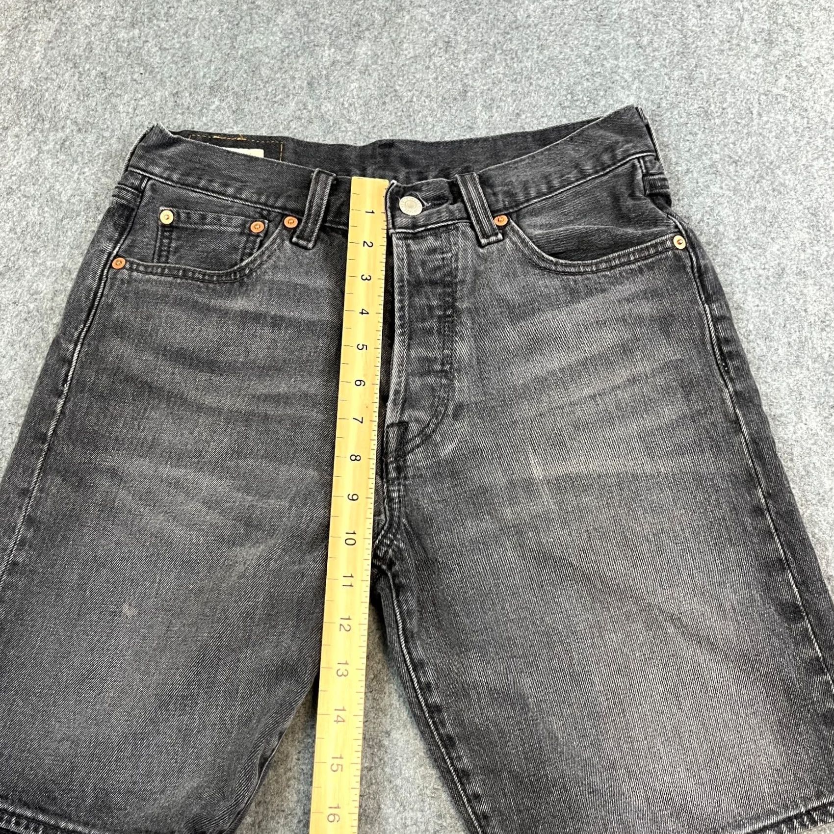 Levi's Levi's 501 Mens Bermuda Shorts Denim Grey Wash W29 Stretch Premium Big E Regular Waist 5-Pocket Mens From Egypt Size US 29 - 5 Thumbnail