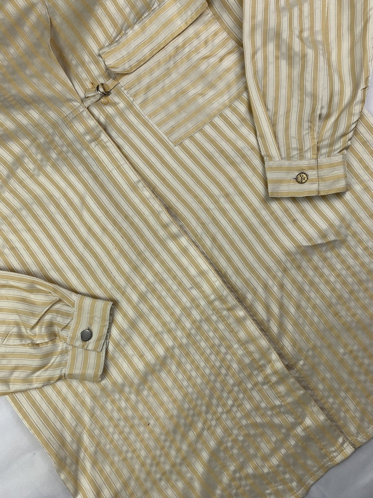 Japanese Brand 1990s Az-barca Japan Stripes Double Collar Button up Shirt Size L / US 10 / IT 46 - 4 Thumbnail