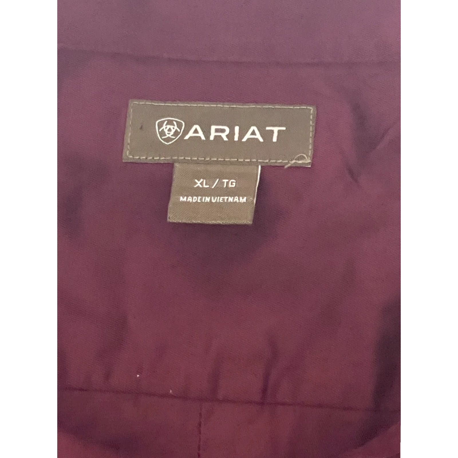 Ariat Ariat Western Button-Up Shirt XL Men Burgundy Long Sleeve Easy Care Casual Size US XL / EU 56 / 4 - 3 Thumbnail