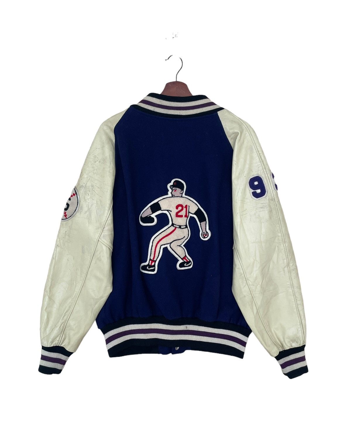 Vintage Vintage Baseball Team Narrow Champ Wool Leather Jacket 1990s Size US L / EU 52-54 / 3 - 2 Thumbnail