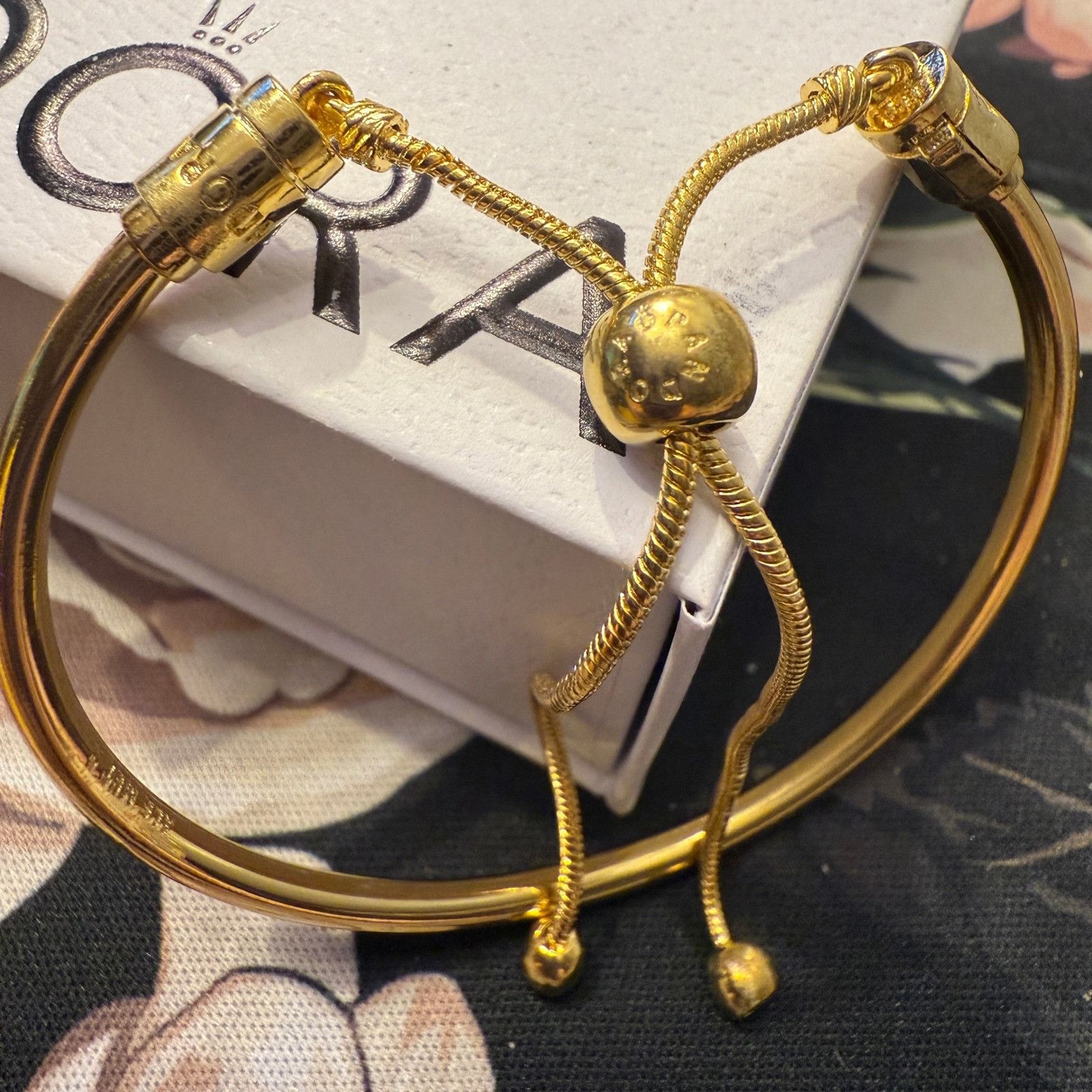 pandora Authentic Pandora, SZ 2 Med, Gold Plated Bangle Slider Size ONE SIZE - 2 Thumbnail