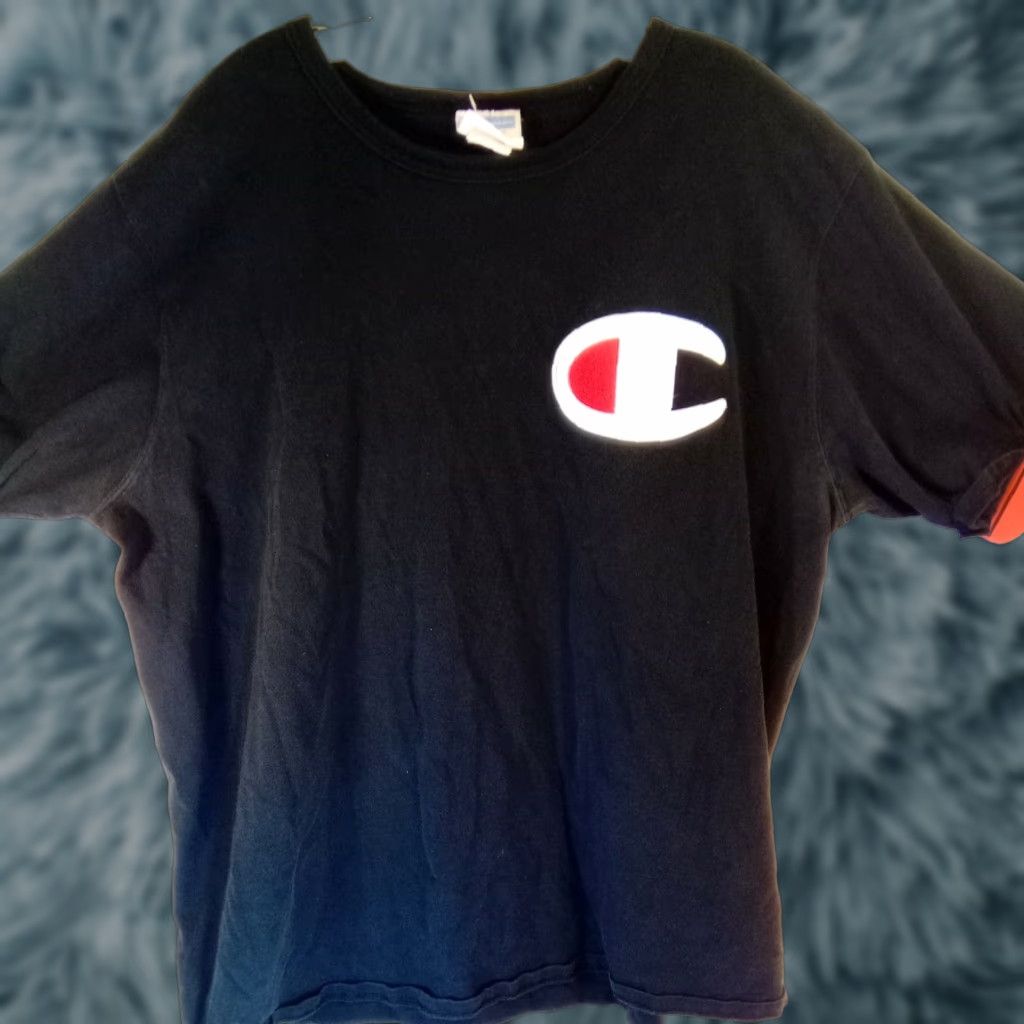 Champion VINTAGE Champion T-Shirt 3XL Men Black Big C Logo Short Sleeve Embroidered Logo 90s Athletic Q9 Size US XXL / EU 58 / 5 - 1 Thumbnail
