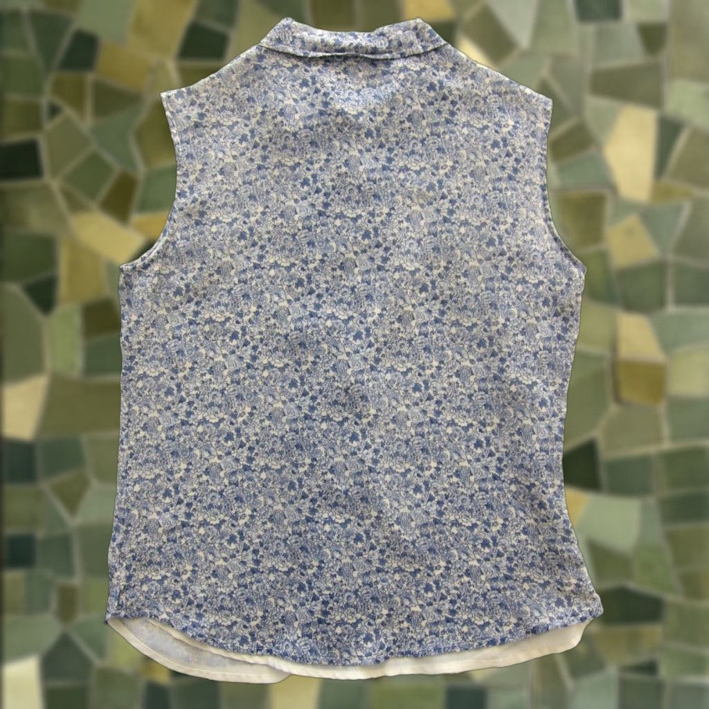 Vintage VINTAGE Silkland Blouse Shirt Womens Silk Sleeveless Button Down Collared Tank Blue PS Size S / US 4 / IT 40 - 1 Thumbnail