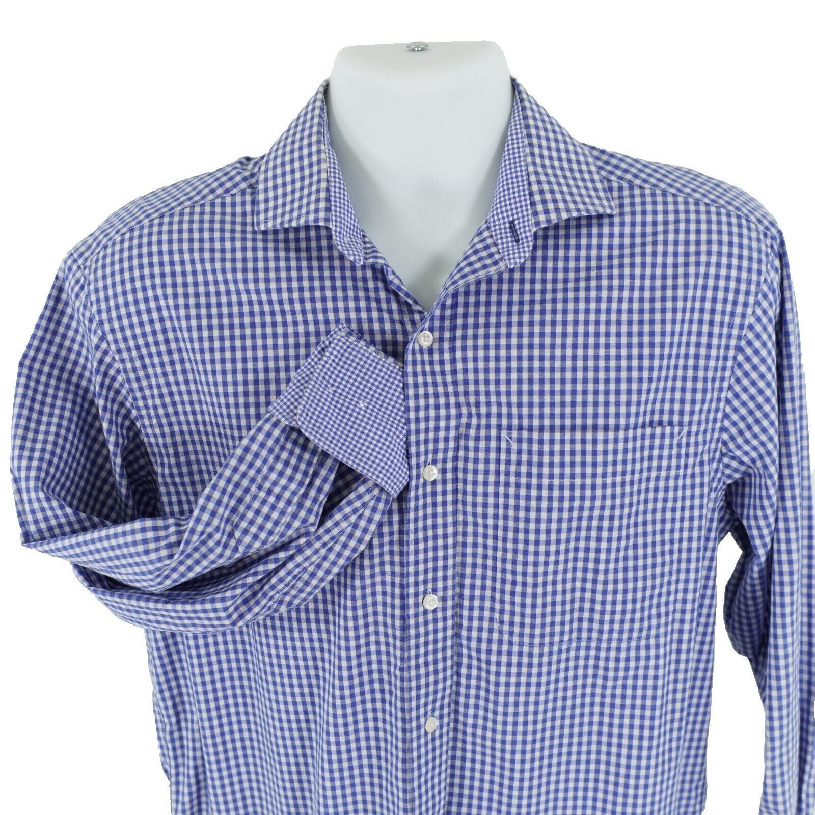 Tommy Hilfiger Tommy Hilfiger Regular Fit Gingham Plaid Blue Flip Cuff Dres Size US M / EU 48-50 / 2 - 1 Thumbnail