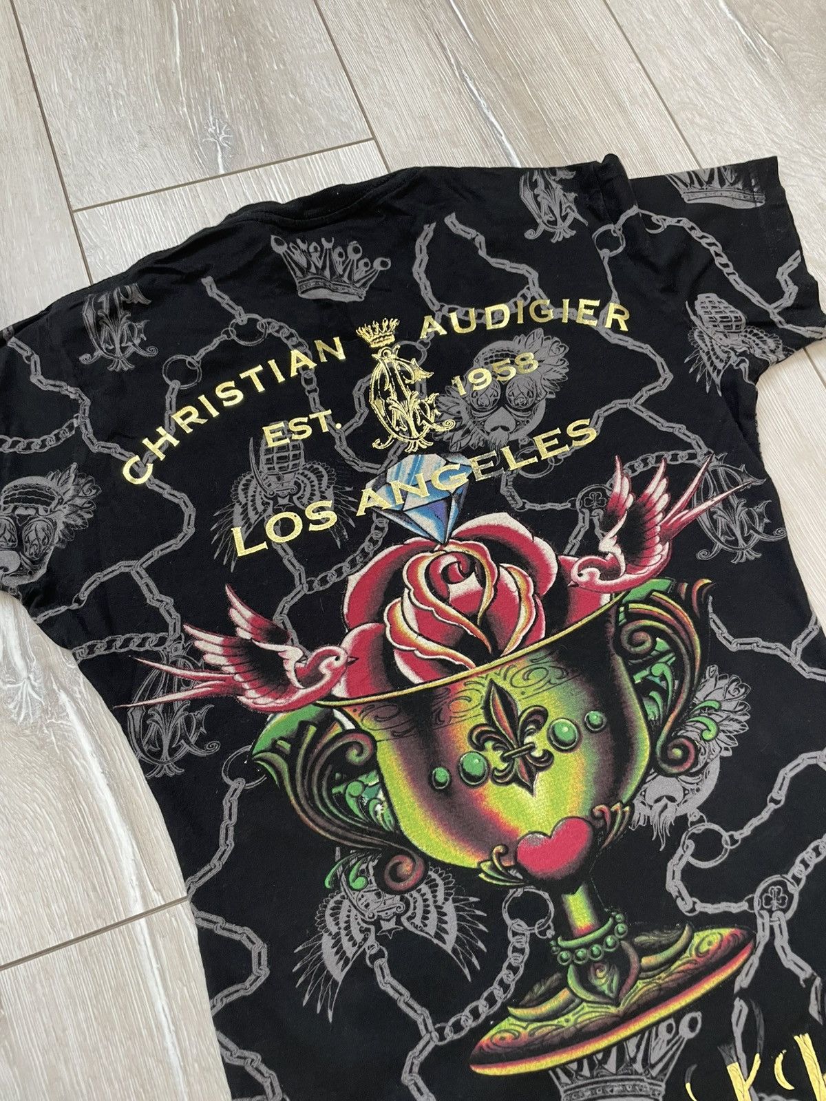Christian Audigier Christian Audigier Shirt Black All Over Print Gold Skull Size S / US 4 / IT 40 - 9 Thumbnail
