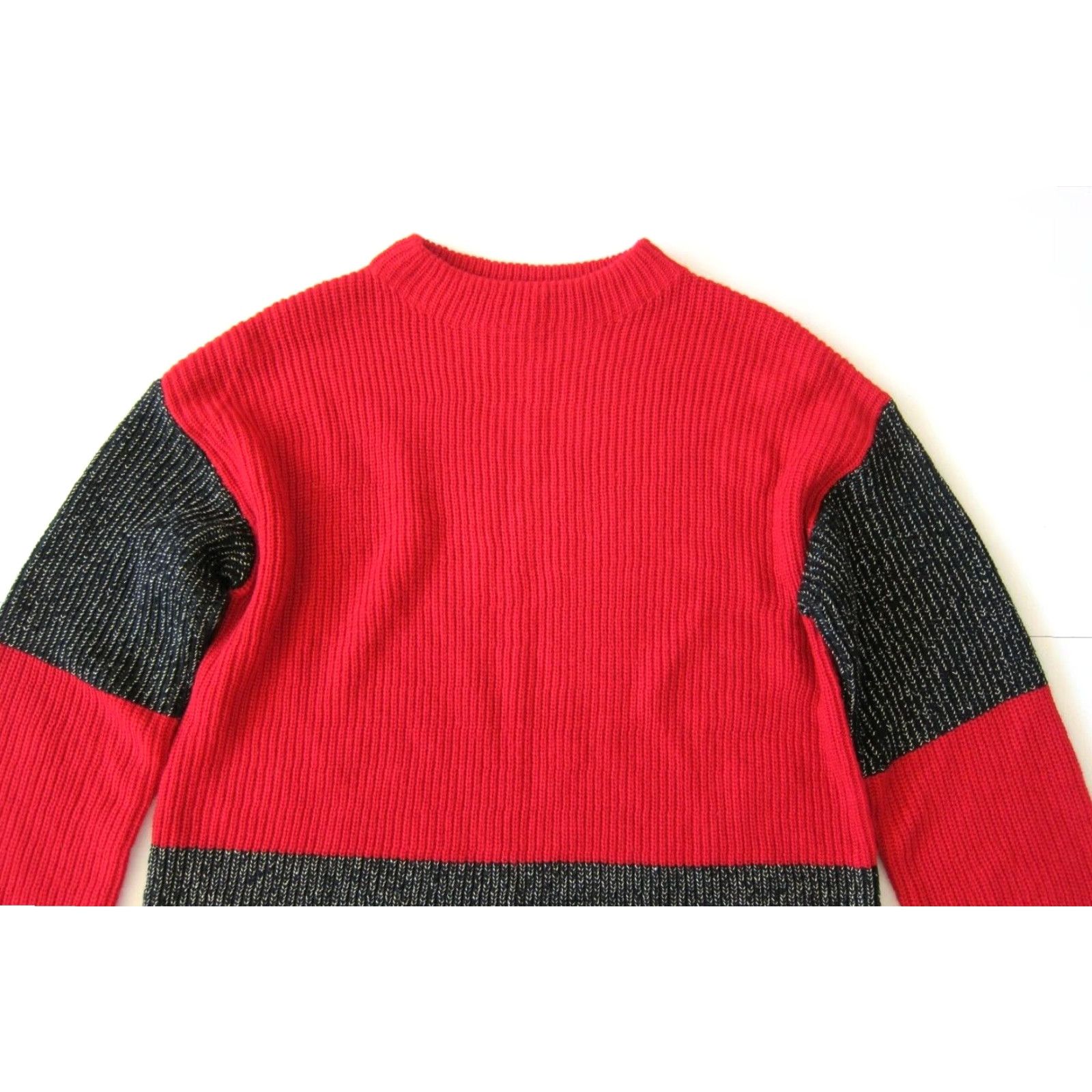 Karl Lagerfeld Karl Lagerfeld Paris Red Black Silver Cable Knit Mock Neck Sweater Medium Women XS? Size M / US 6-8 / IT 42-44 - 3 Thumbnail