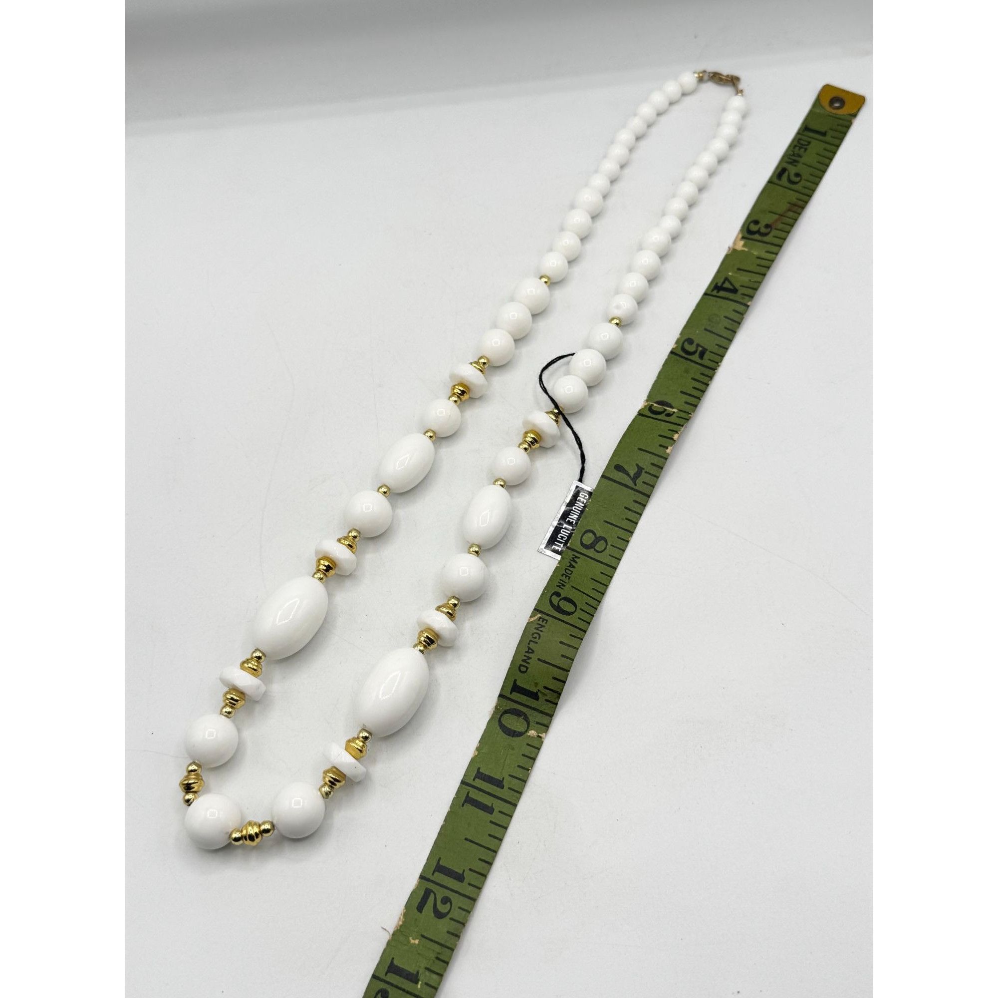 Vintage Vintage Genuine Lucite White & Gold Beaded Necklace Size ONE SIZE - 5 Thumbnail