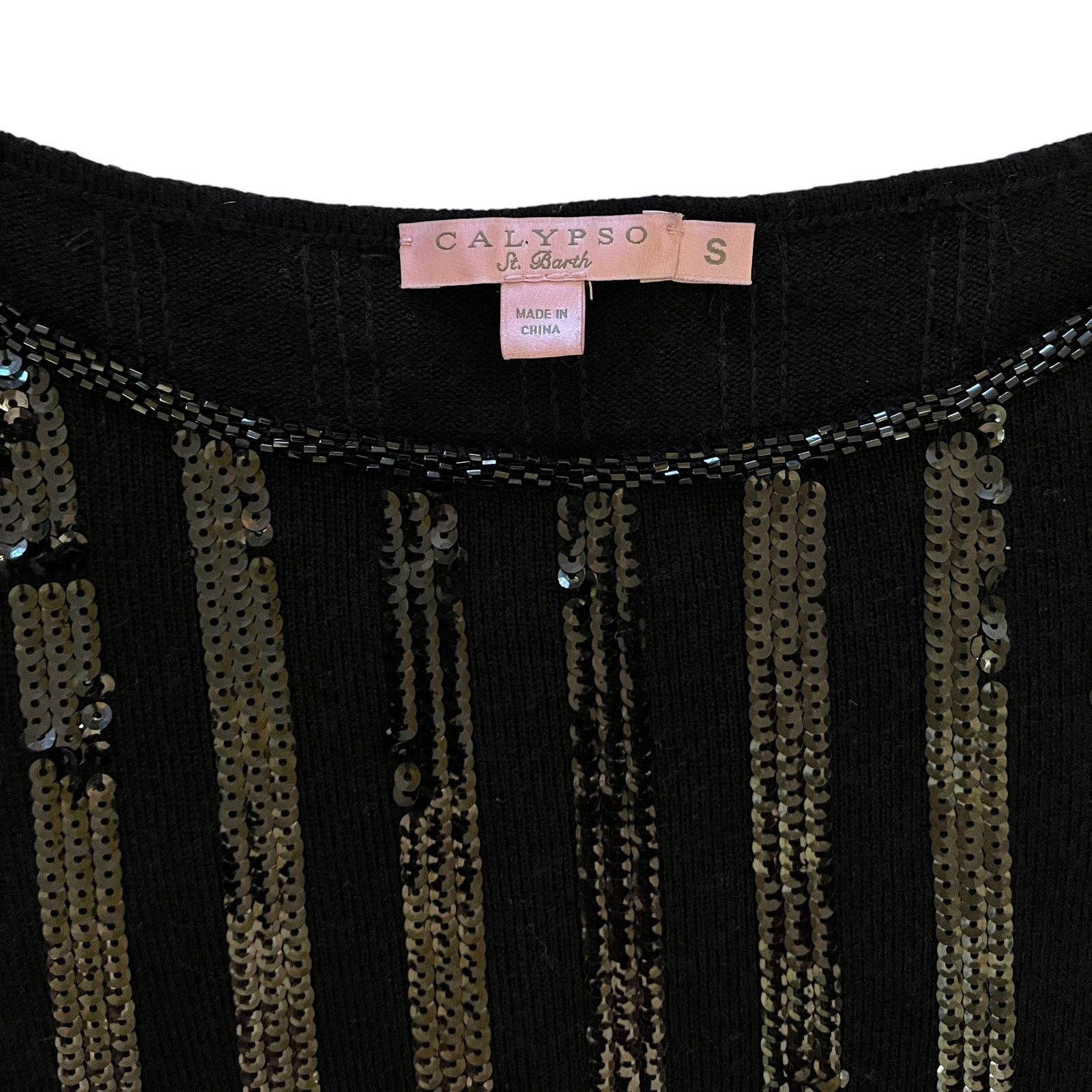 Other Calypso St. Barth Black Sequin Stripe Monroe Sweater Dress Size S / US 4 / IT 40 - 4 Thumbnail