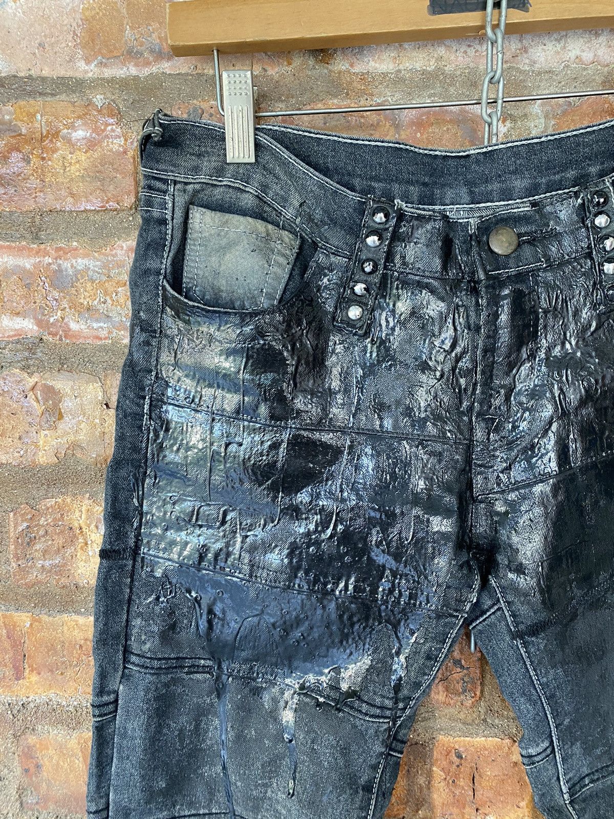 Japanese Brand Vtg H.Anarcy H.Naoto hagi cross paints wax flare pants Size US 31 - 16 Thumbnail
