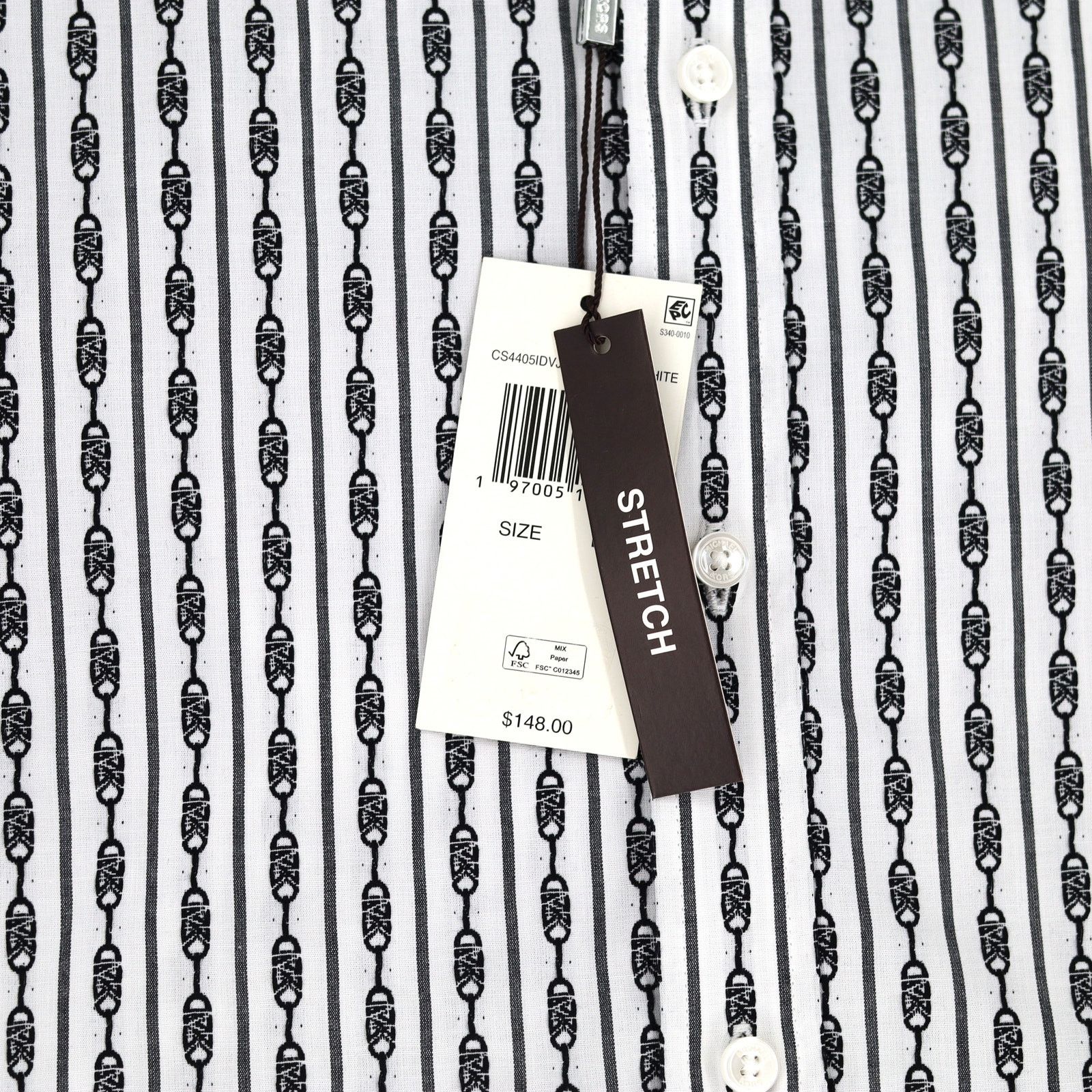Michael Kors Michael Kors Men's White/Black Slim Fit Button Shirt Size M Size US M / EU 48-50 / 2 - 4 Thumbnail