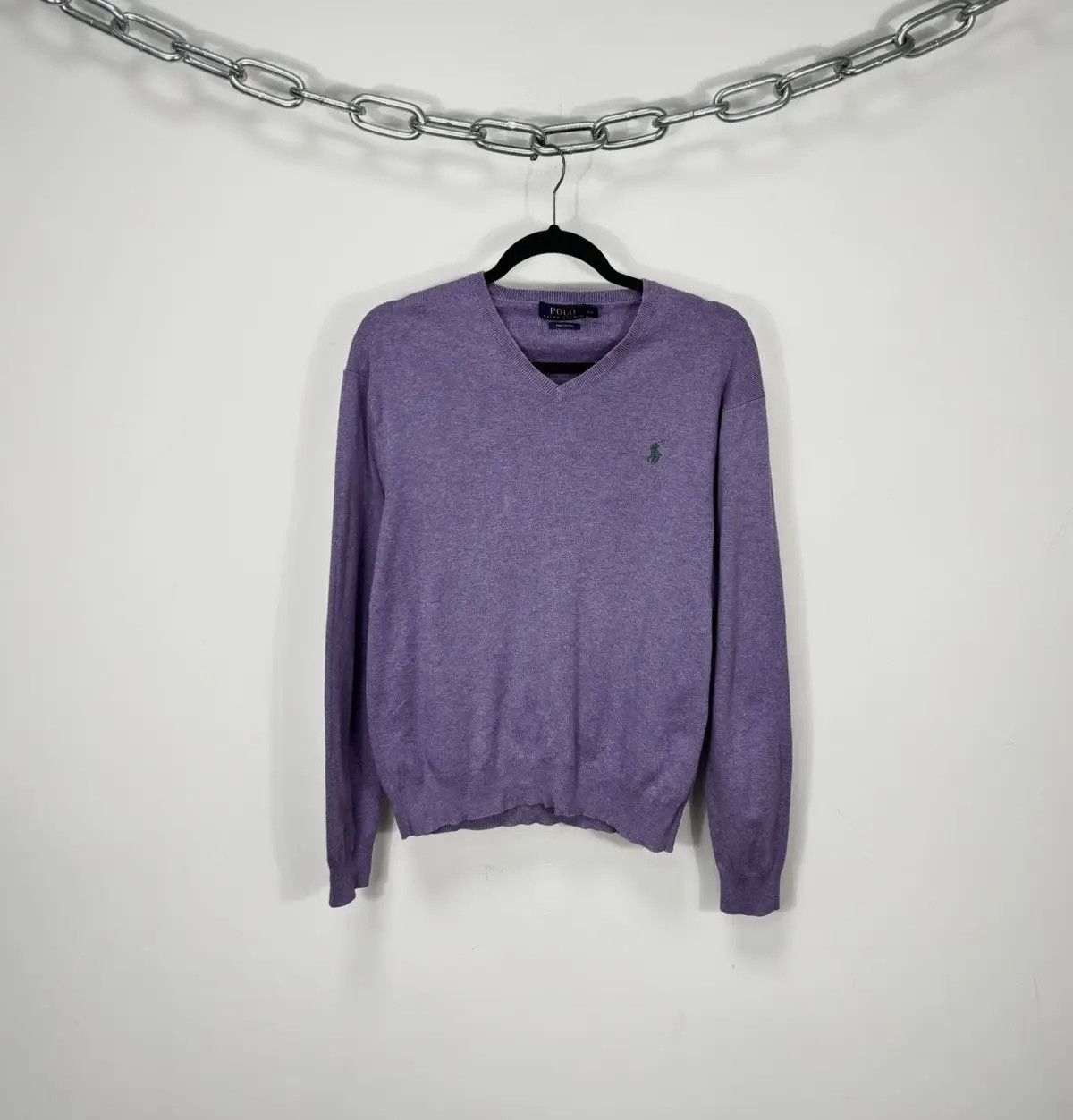 Polo Ralph Lauren × Ralph Lauren × Vintage Vintage Polo Ralph Lauren Men’s Pima Cotton V-Neck Sweater Size US S / EU 44-46 / 1 - 1 Thumbnail
