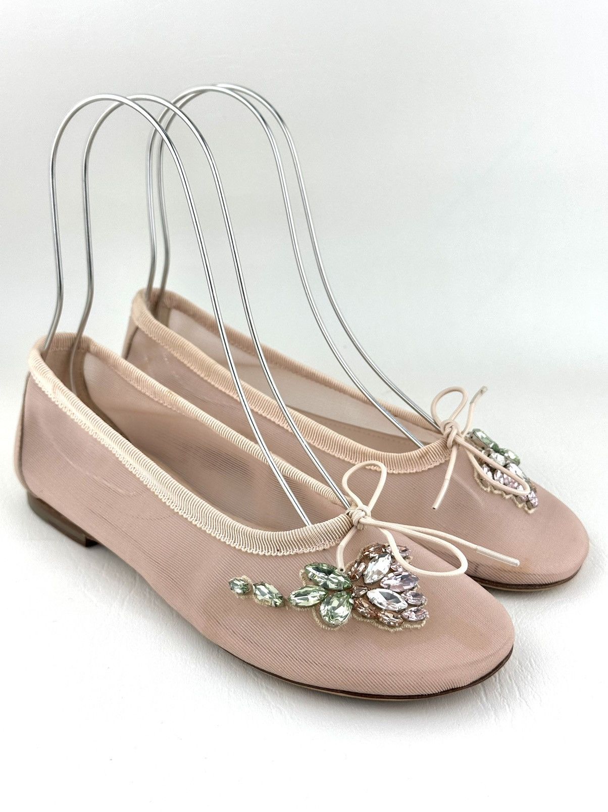 Simone Rocha SIMONE ROCHA Pink Bow Crystal Embellished Ballerinas Size US 7 / IT 37 - 3 Thumbnail