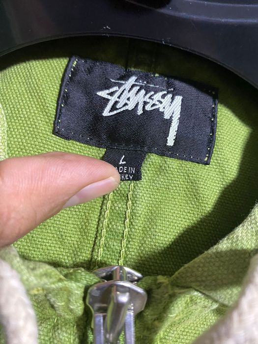 Stussy Stussy Stone Washed Canvas Work Jacket Lime | Grailed